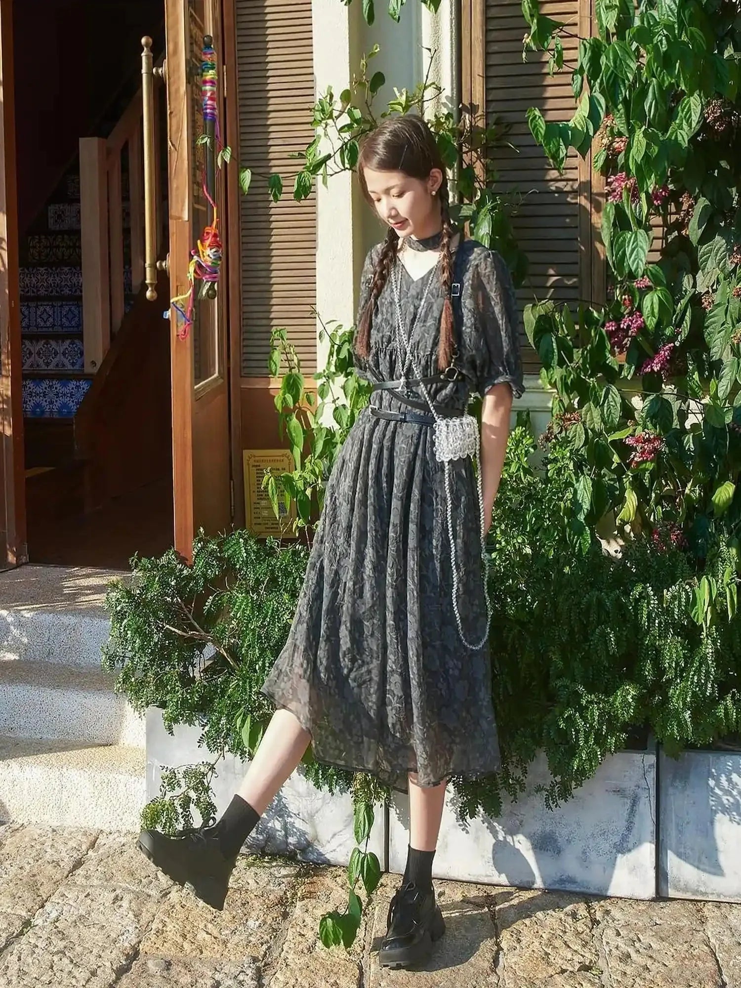 Vintage French Eco Dyed Linen Summer Dress