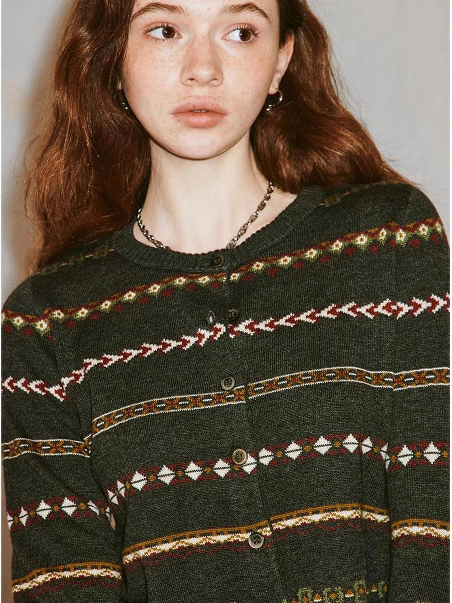 Vintage Icelandic Fair Isle Cropped Cardigan