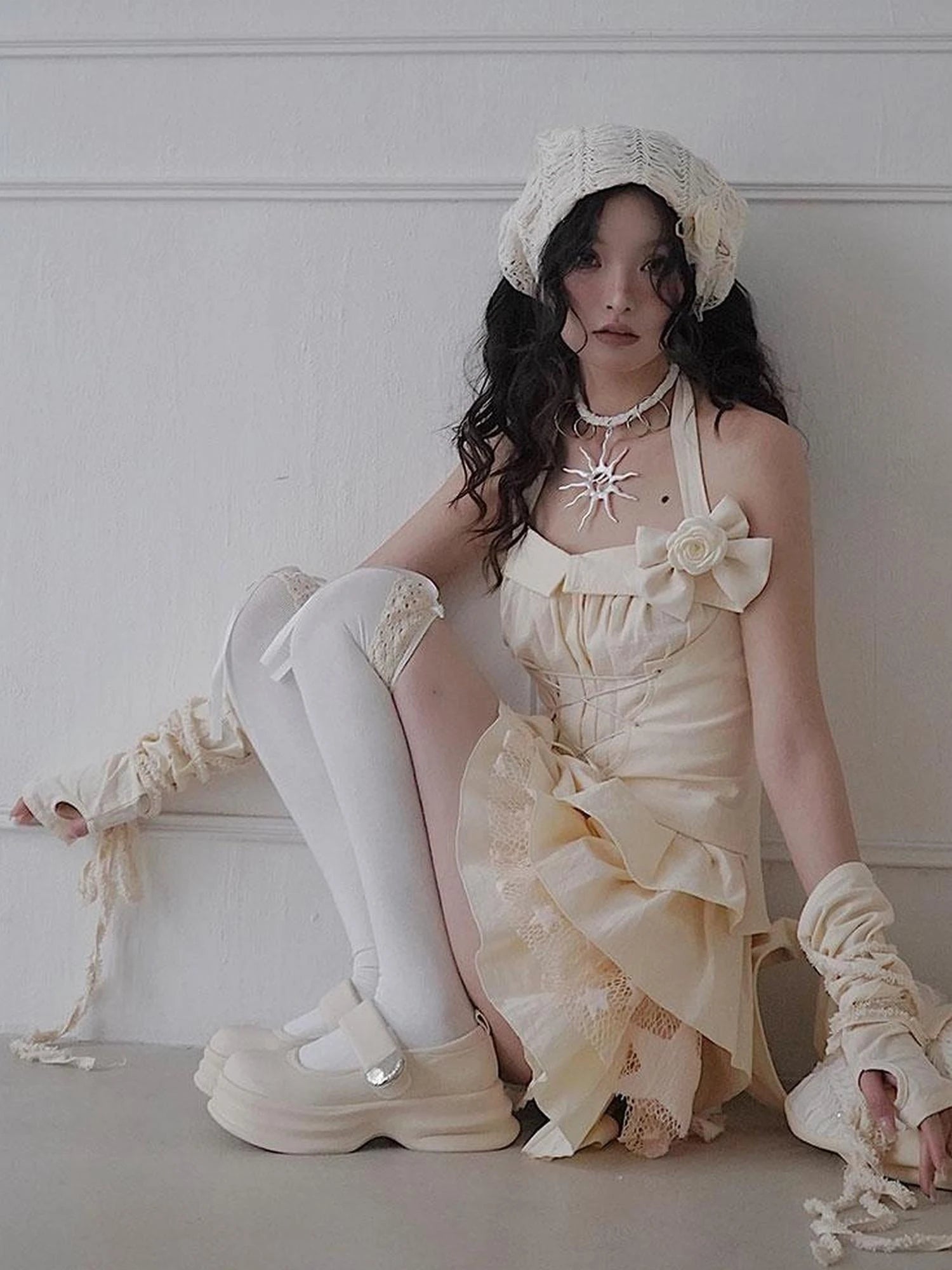 Vintage Inspired Split Maxi Dress With Elastic Waist