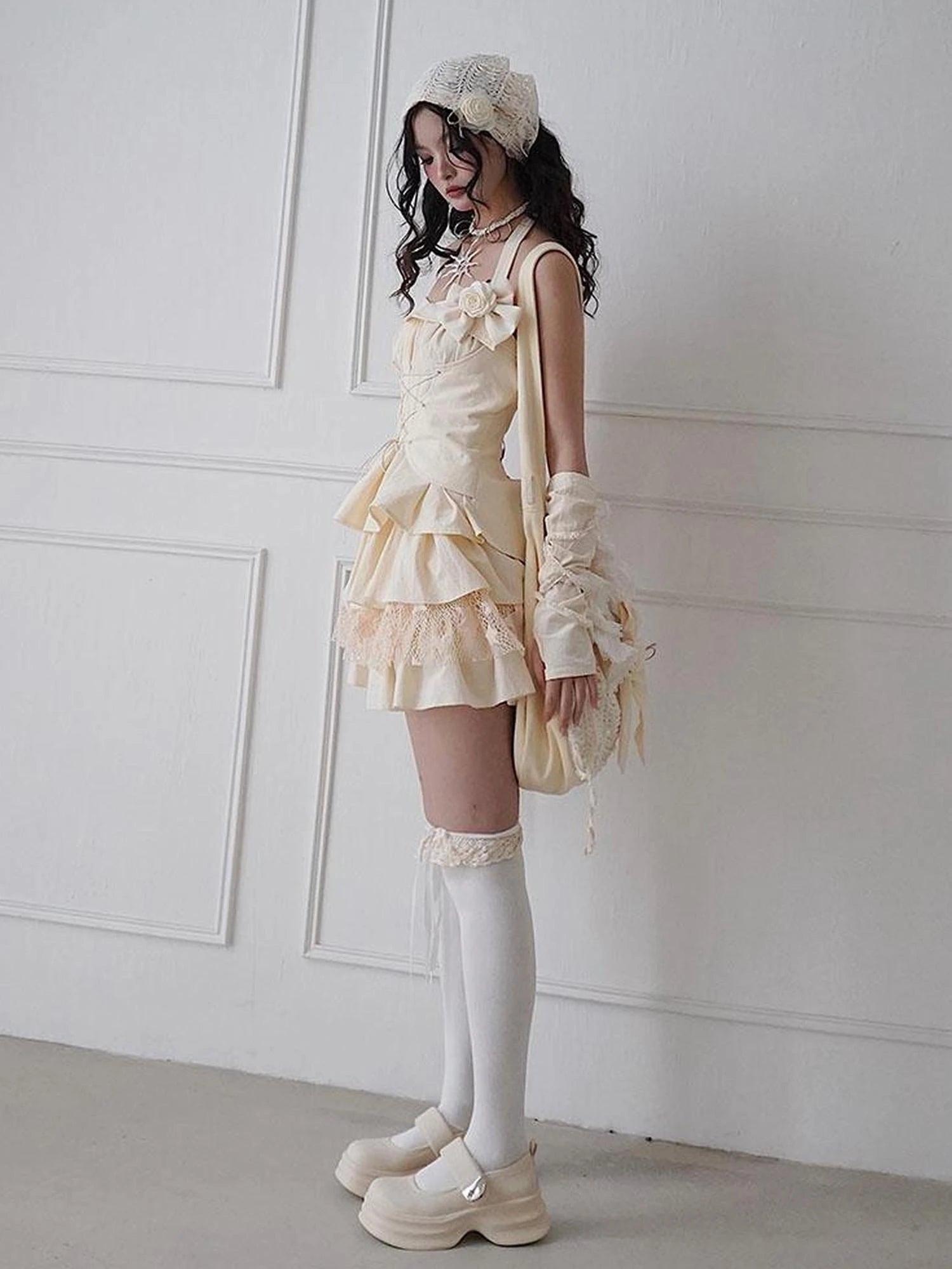 Vintage Inspired Split Maxi Dress With Elastic Waist