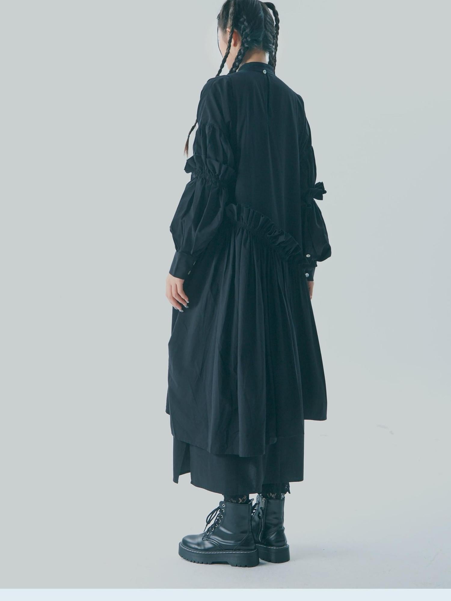 Sweet Mi Vintage Knight Pleated Linen Shirt Gown Set