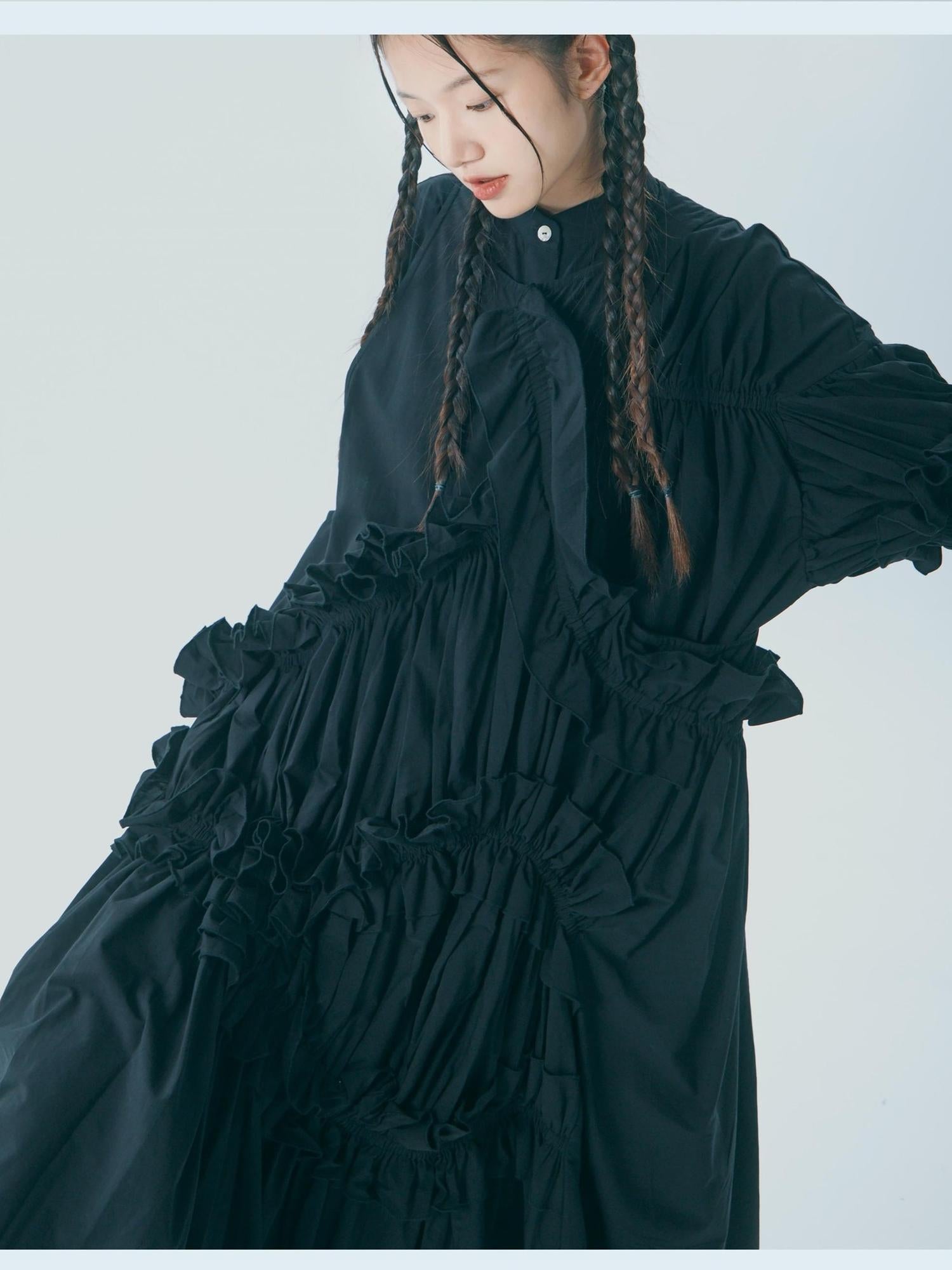 Sweet Mi Vintage Knight Pleated Linen Shirt Gown Set