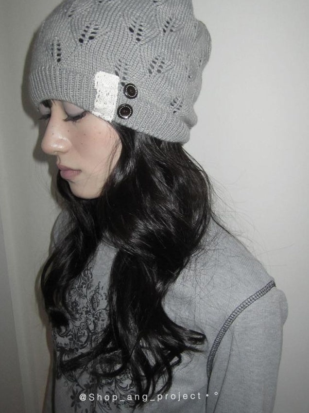ang project Vintage Knit Beanie Stackable Cuff Hat For Women Men