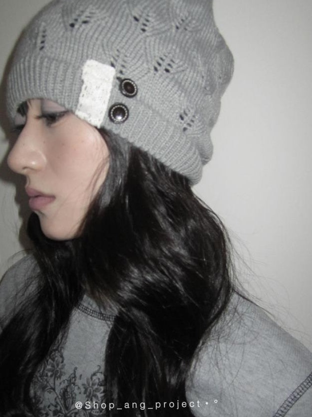 ang project Vintage Knit Beanie Stackable Cuff Hat For Women Men