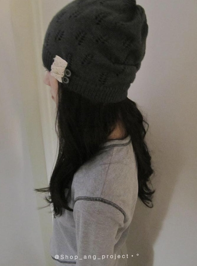 ang project Vintage Knit Beanie Stackable Cuff Hat For Women Men