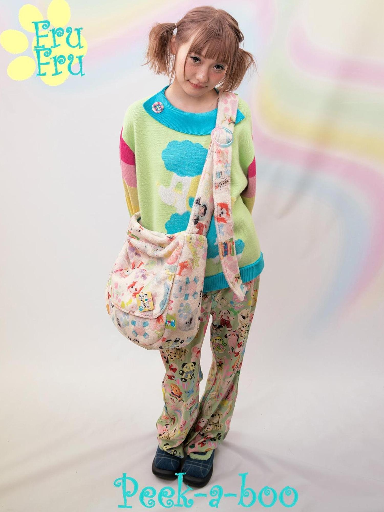 Frufru Gulu Vintage Lambswool Toy Print Crossbody Bag