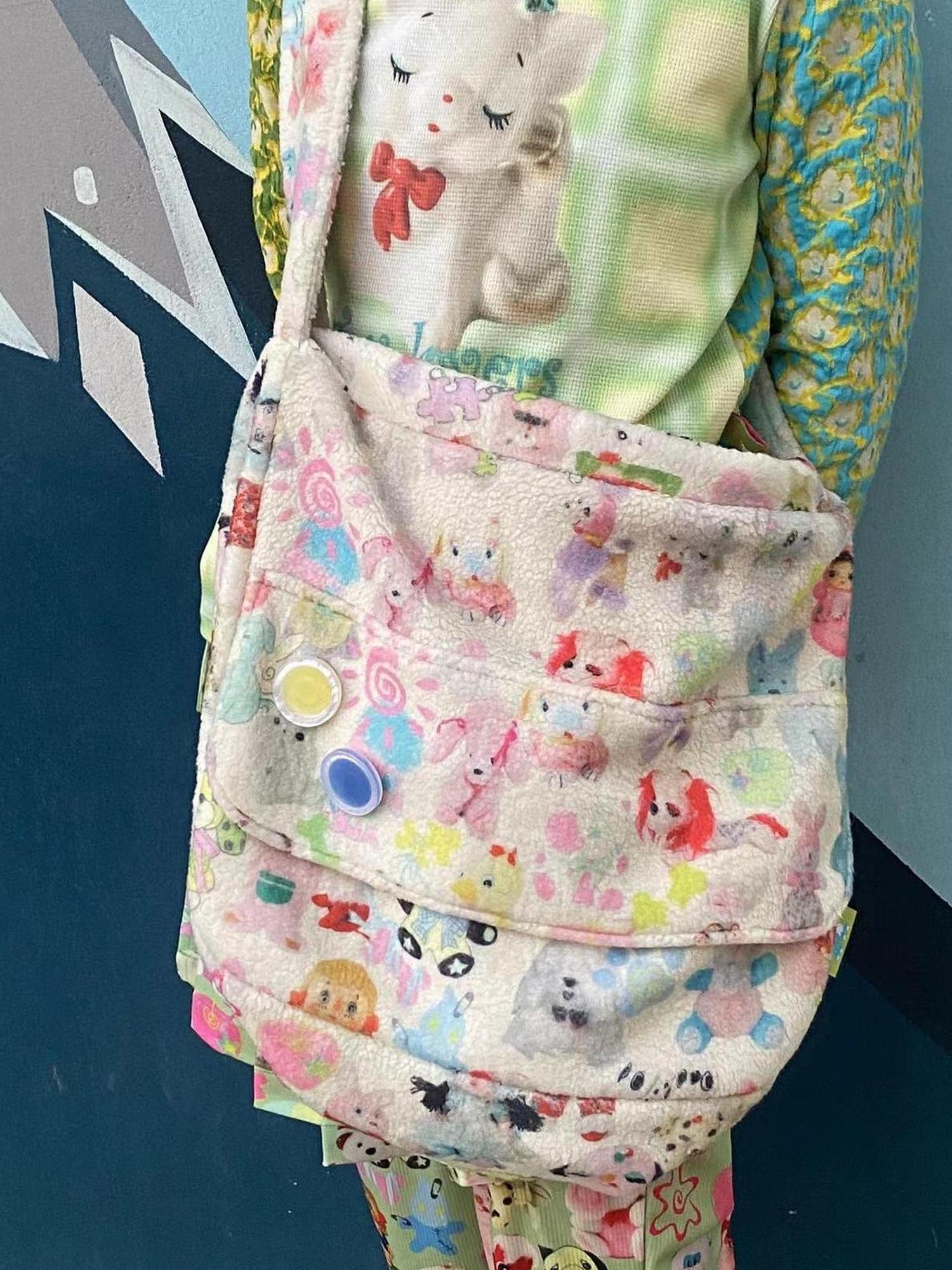 Frufru Gulu Vintage Lambswool Toy Print Crossbody Bag