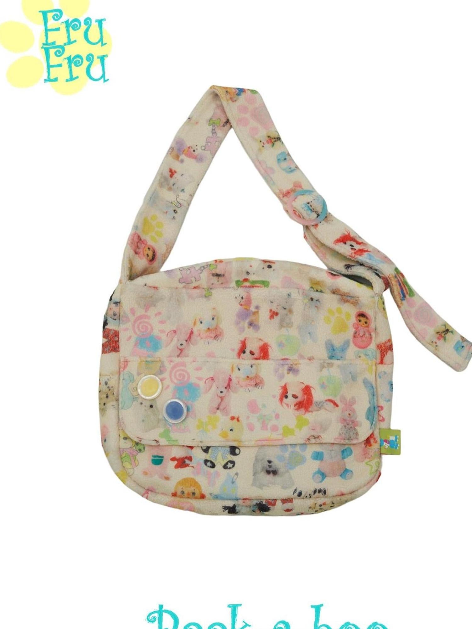 Frufru Gulu Vintage Lambswool Toy Print Crossbody Bag