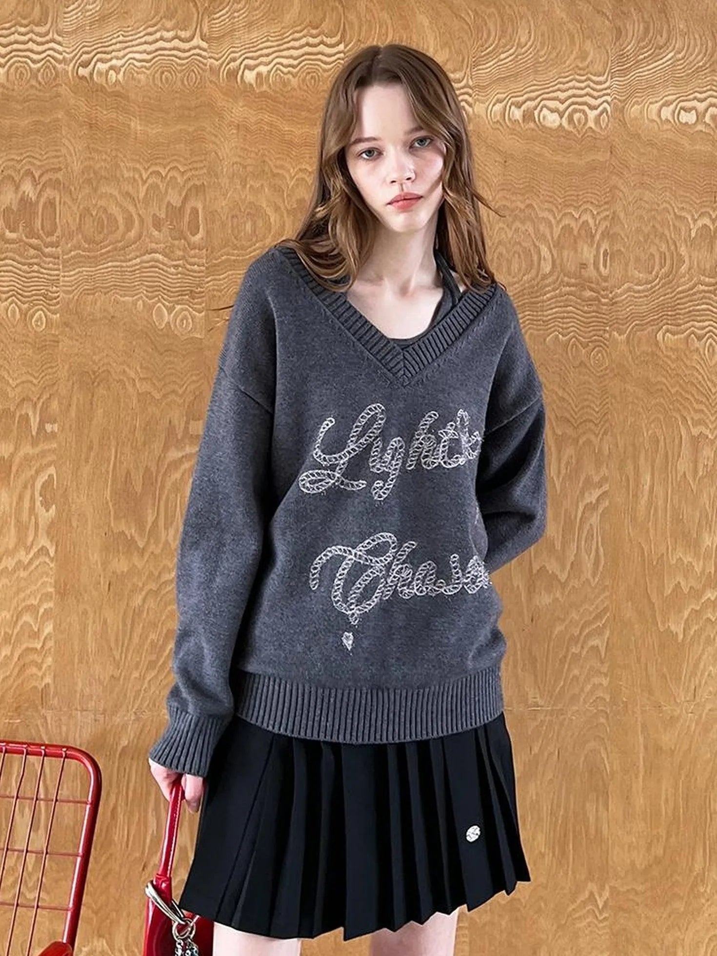 Vintage Leopard Knit Set Cardigan Skirt