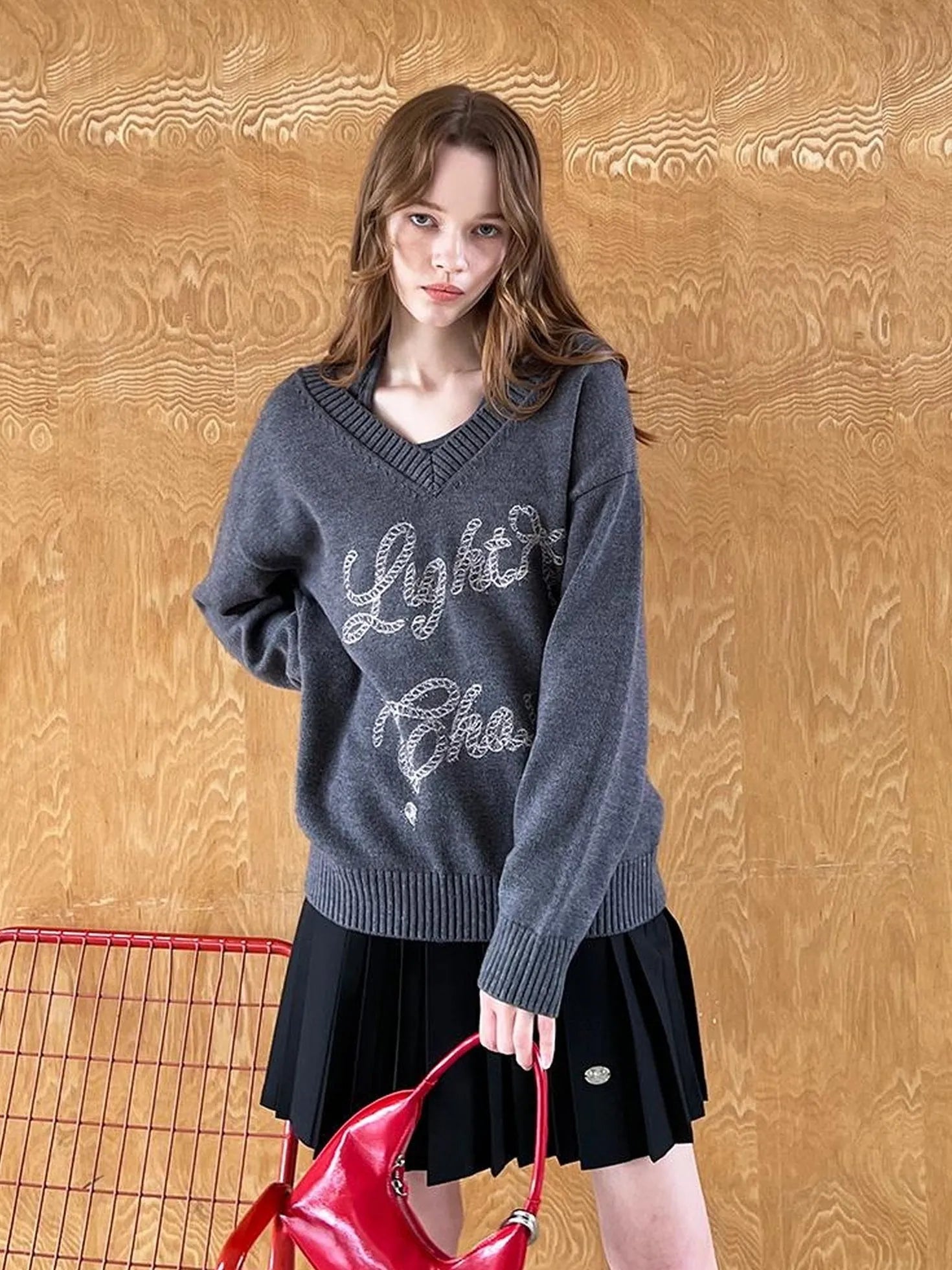 Vintage Leopard Knit Set Cardigan Skirt