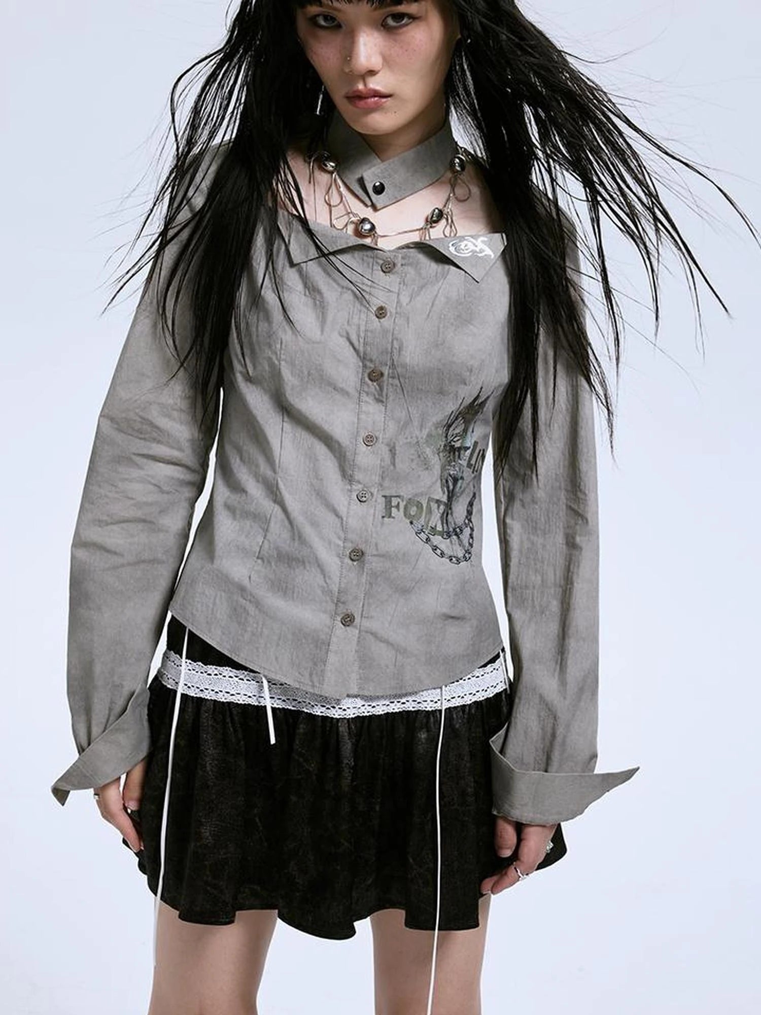 Vintage Linen Cotton Burnout A Line Skirt With Lace Trim Drawstring Waist