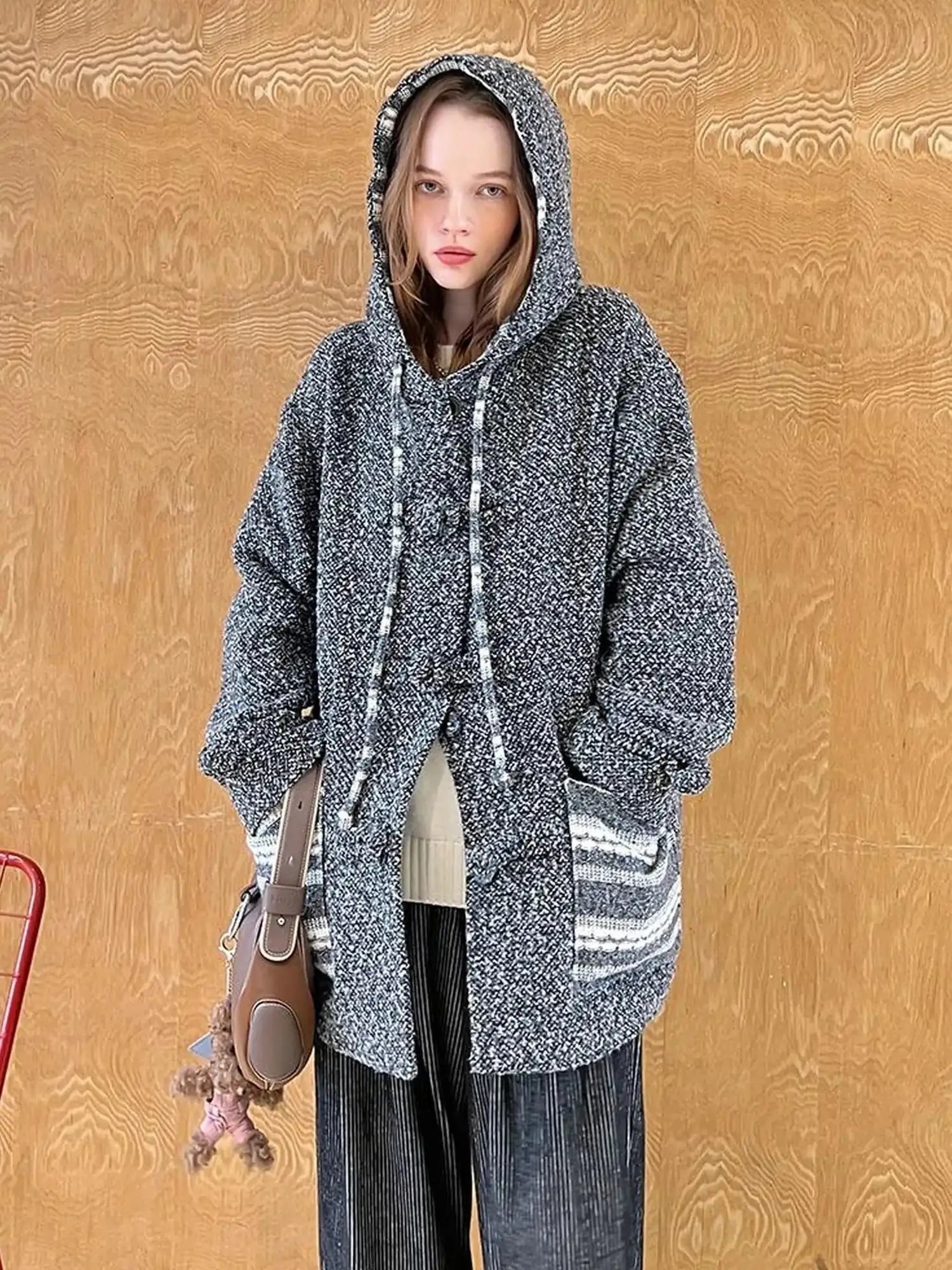 Vintage Loop Hooded Wool Coat