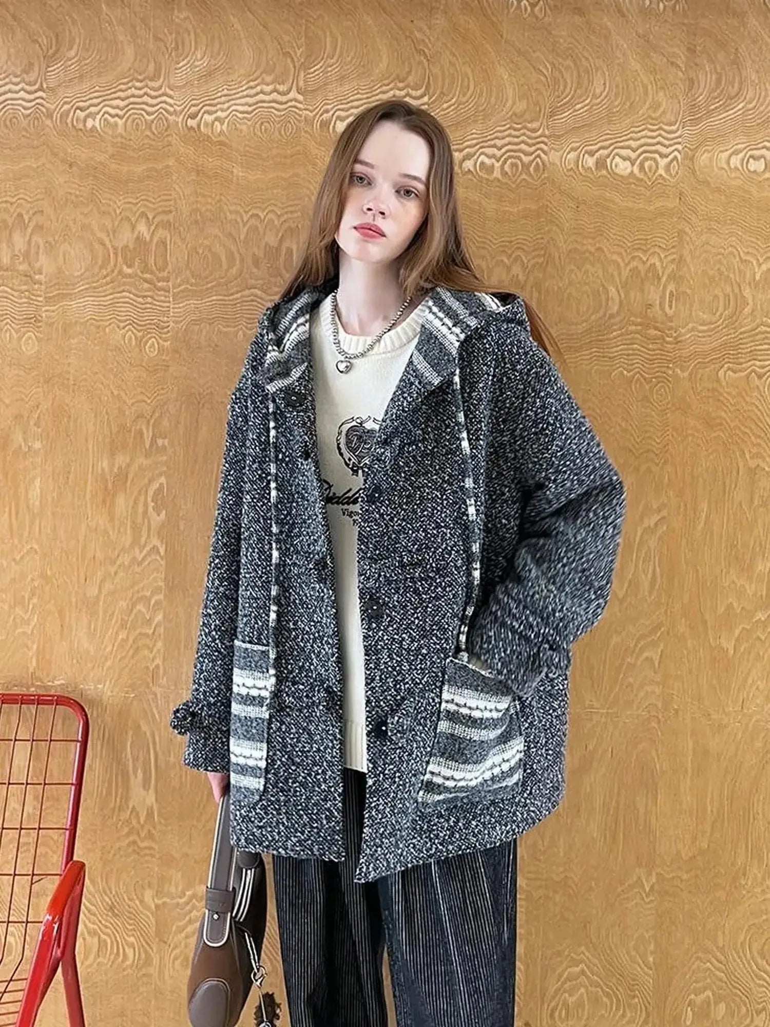 Vintage Loop Hooded Wool Coat