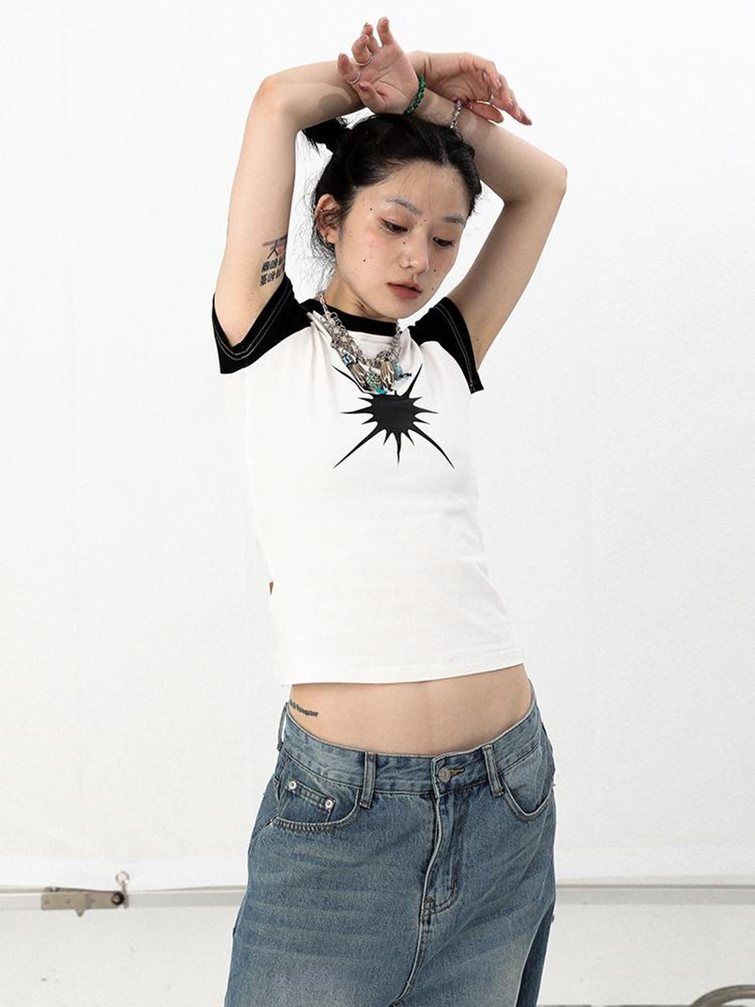 Achihara Vintage Mercury Tee 2 0 Patchwork Unisex Summer Top
