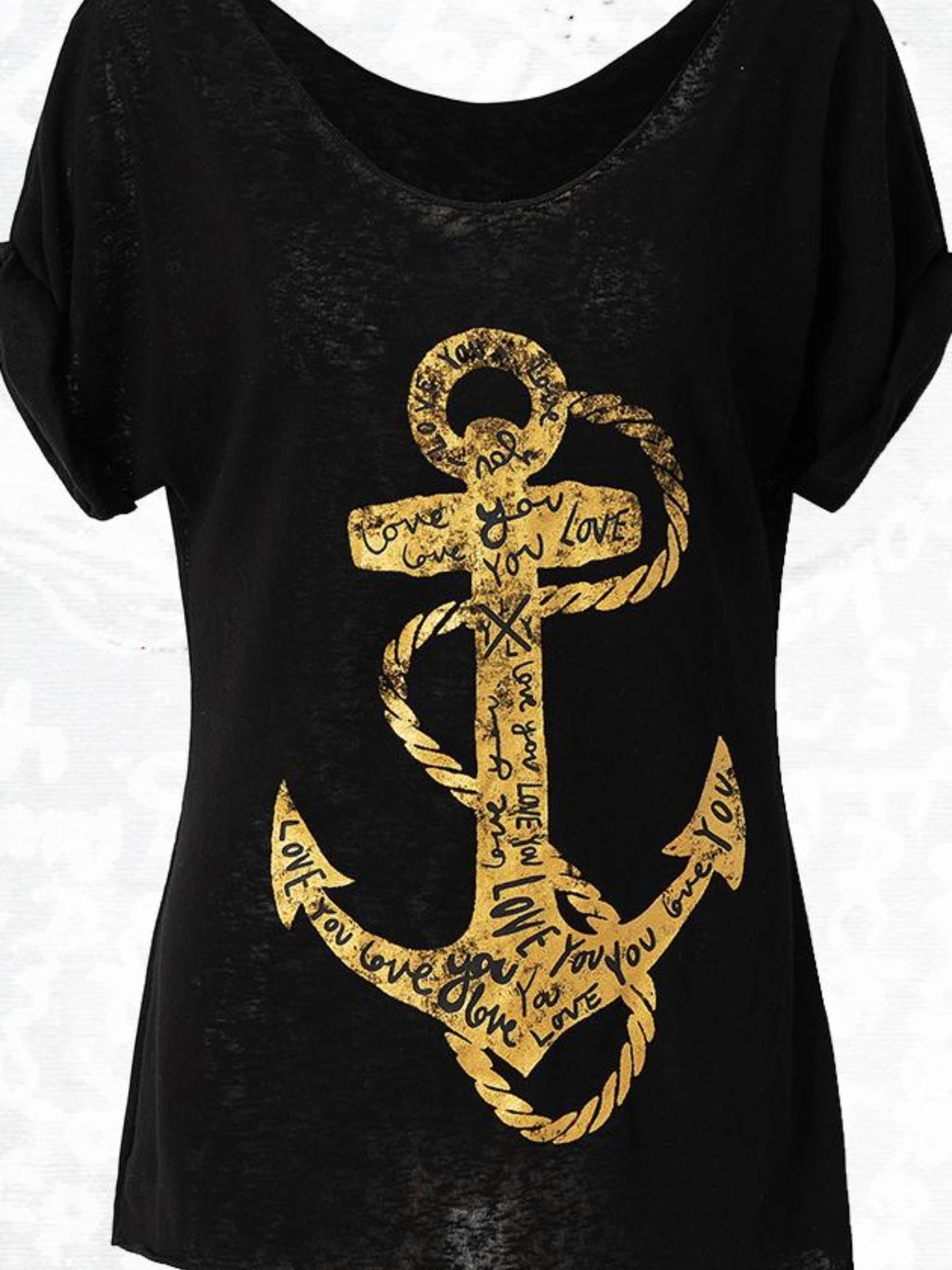 NO ROMANCE Vintage Navy Distressed Print Oversized Crewneck T-Shirt