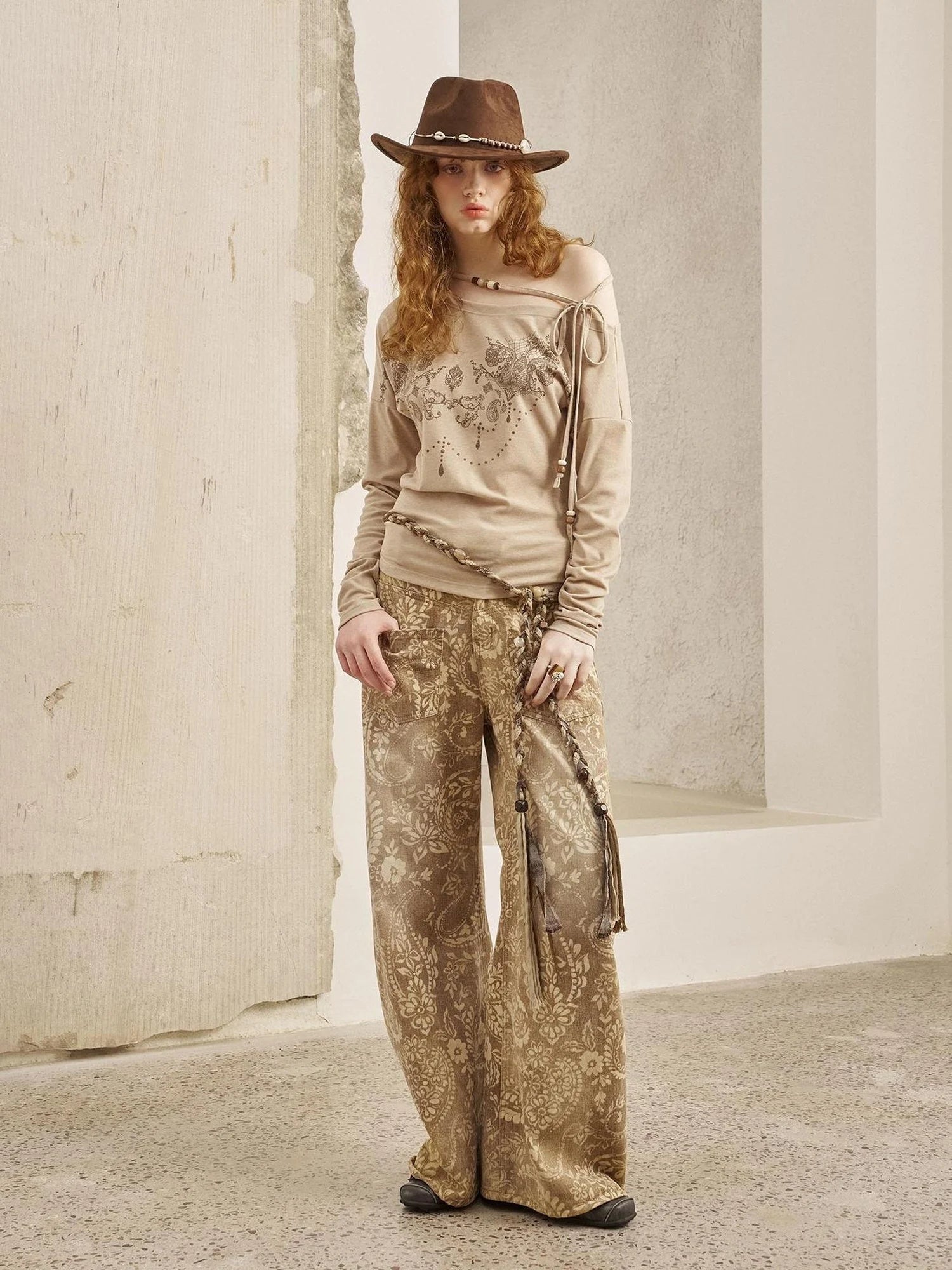 Vintage Paisley Washed Straight Leg Jeans