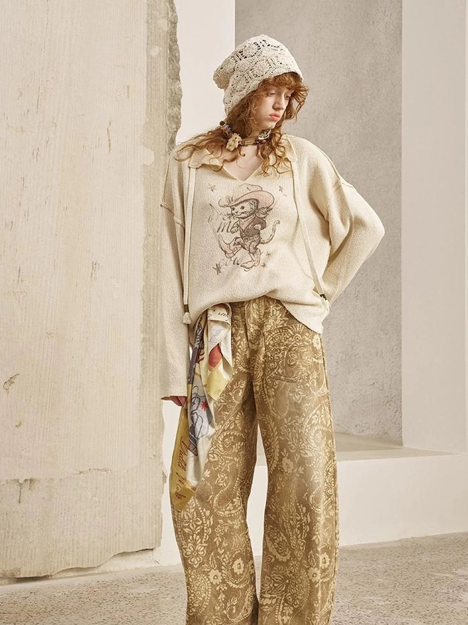 Vintage Paisley Washed Straight Leg Jeans