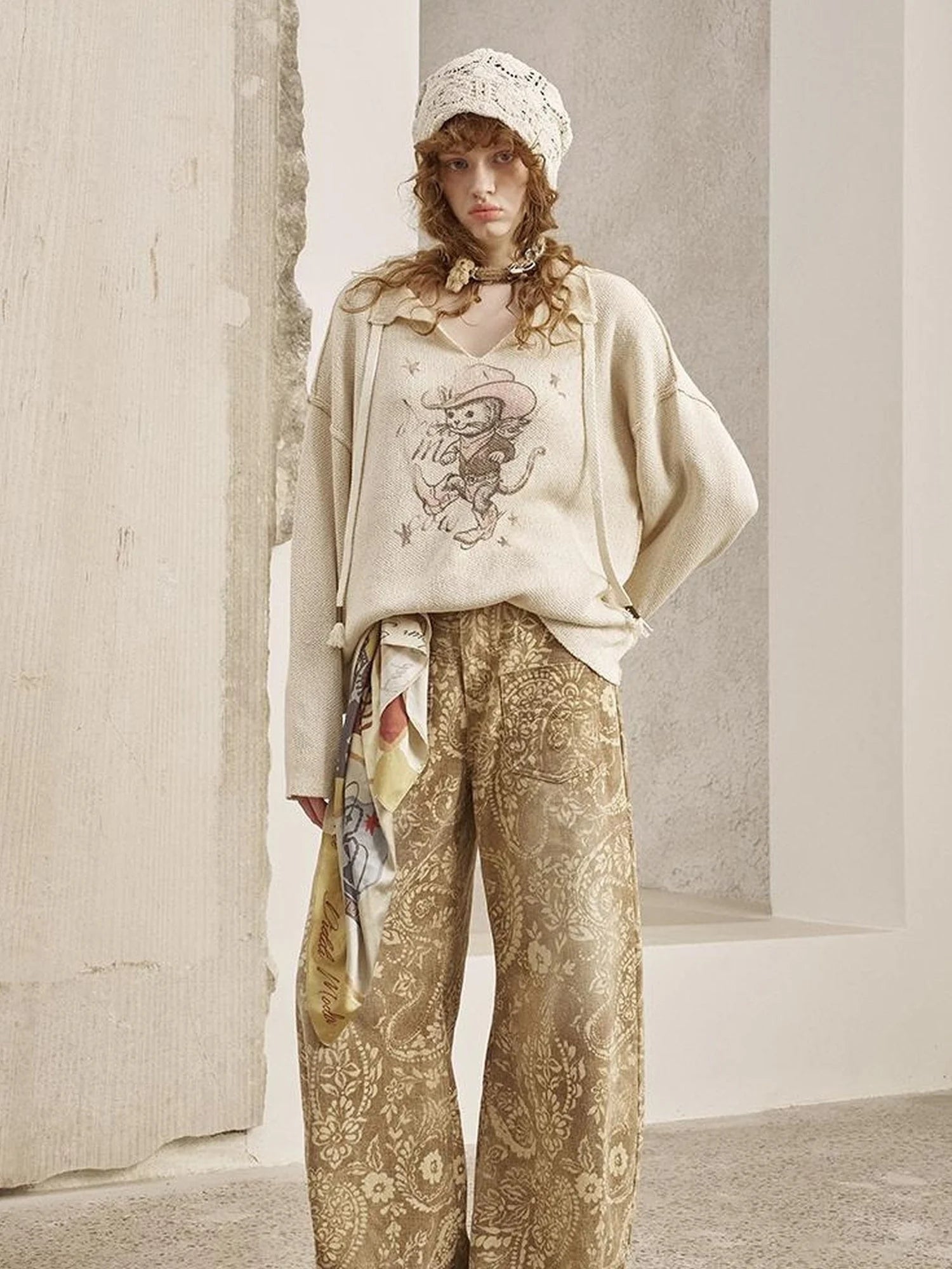 Vintage Paisley Washed Straight Leg Jeans