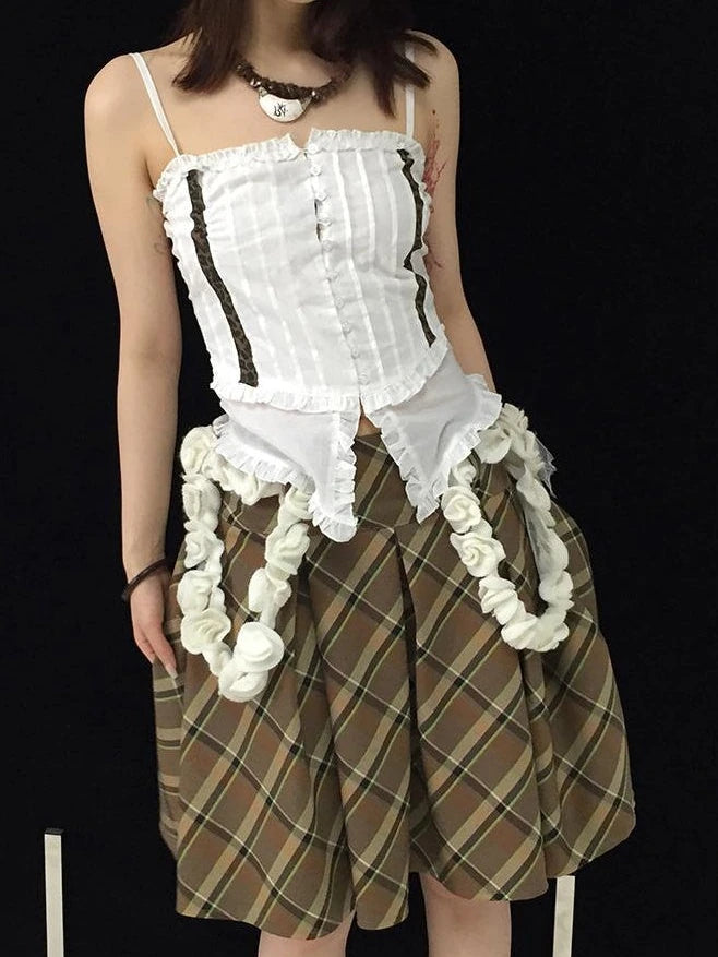 Vintage Plaid Pleated Skirt Short Jk Skirts