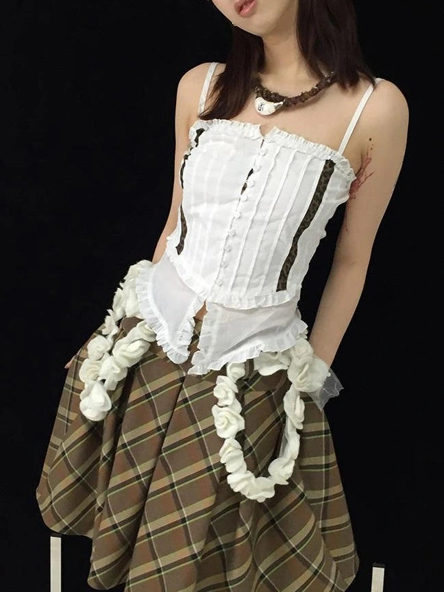 Vintage Plaid Pleated Skirt Short Jk Skirts