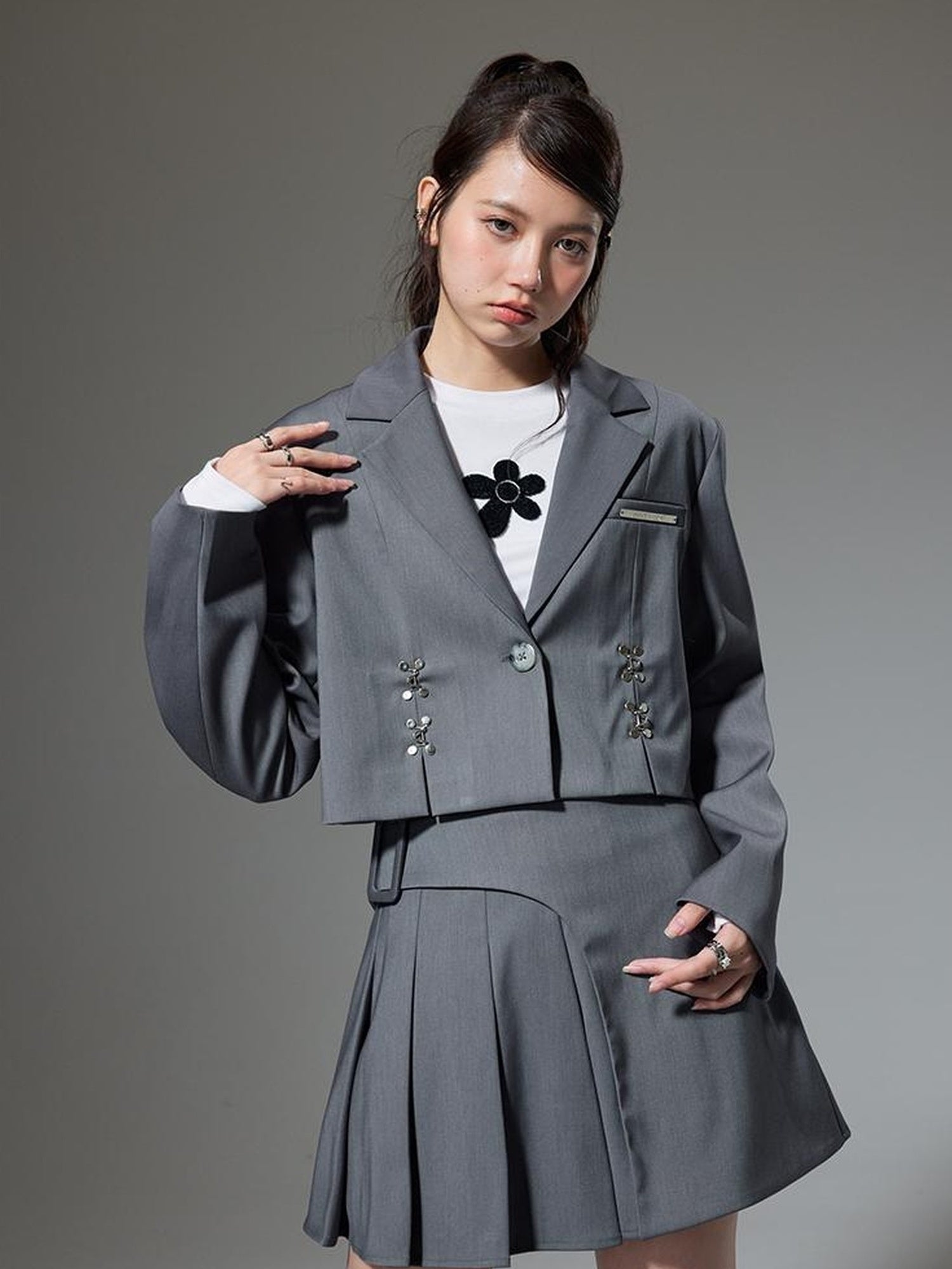 DIDDI MODA Vintage Plaid Schoolgirl Blazer Set