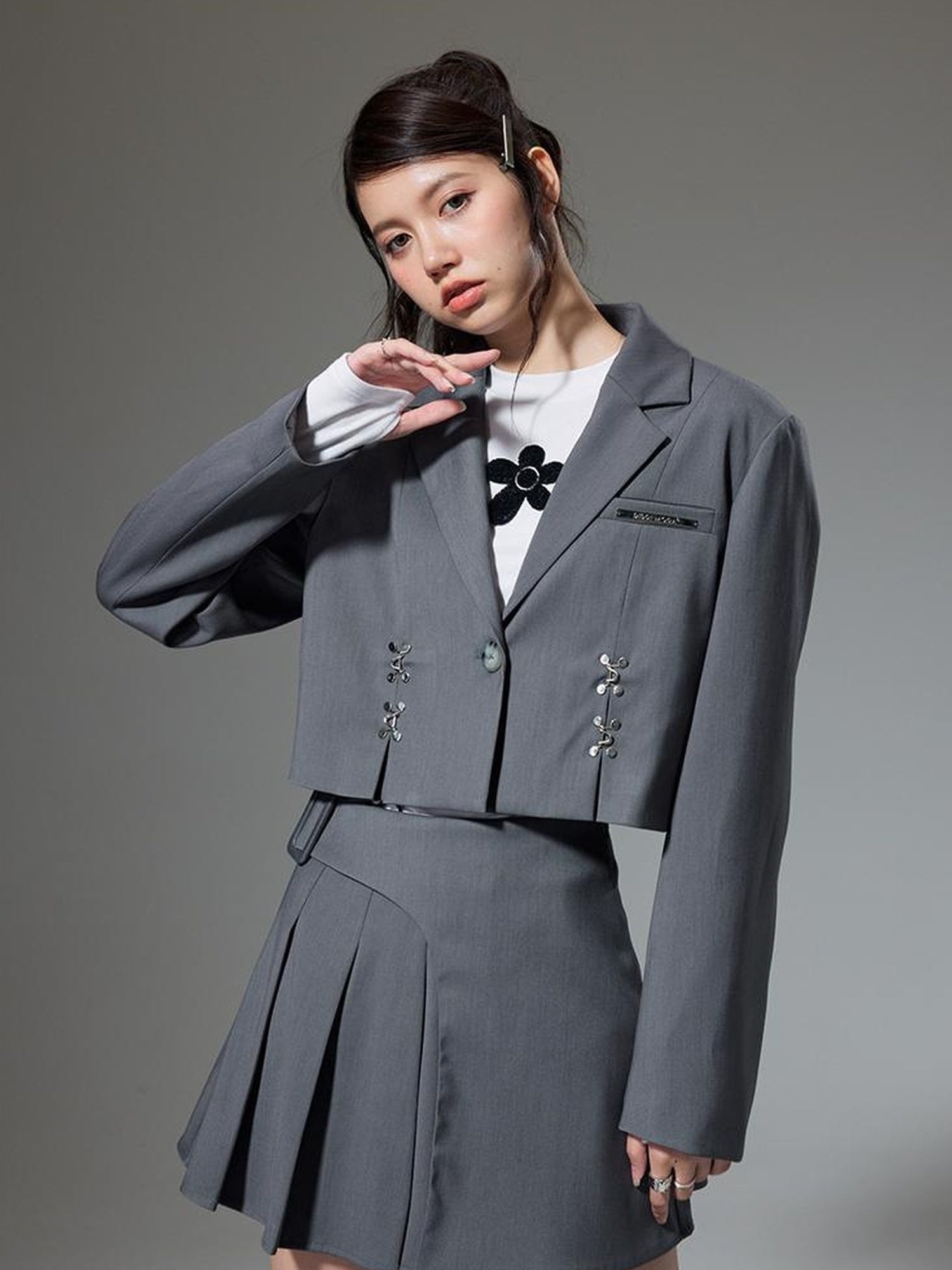 DIDDI MODA Vintage Plaid Schoolgirl Blazer Set