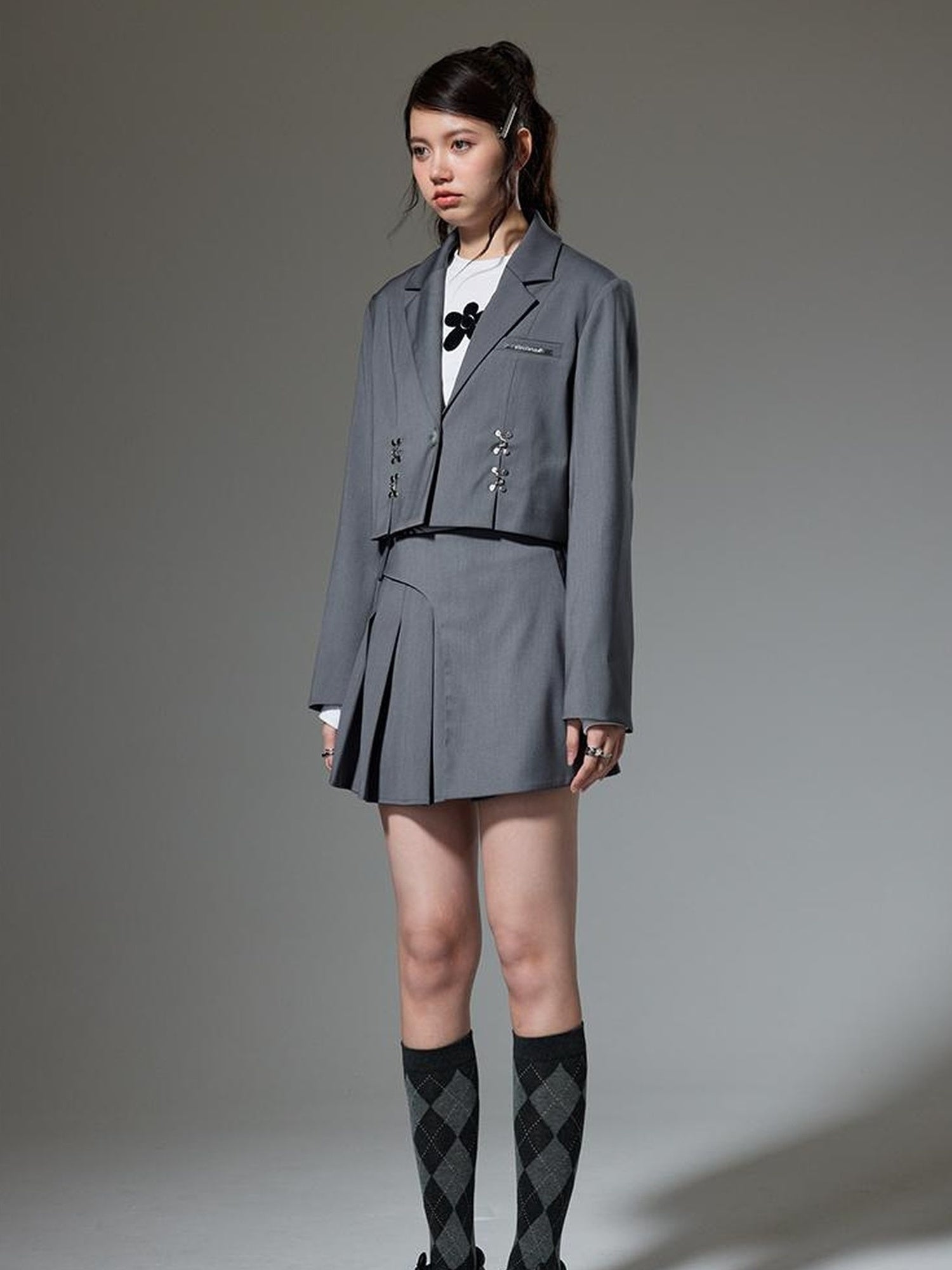 DIDDI MODA Vintage Plaid Schoolgirl Blazer Set