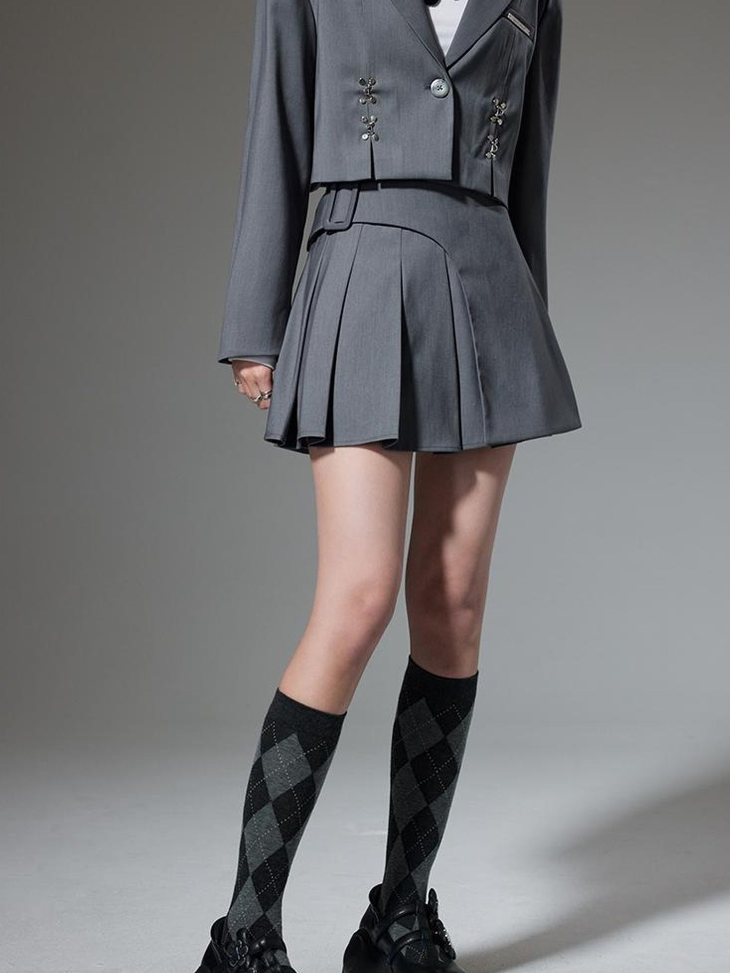 DIDDI MODA Vintage Plaid Schoolgirl Blazer Set