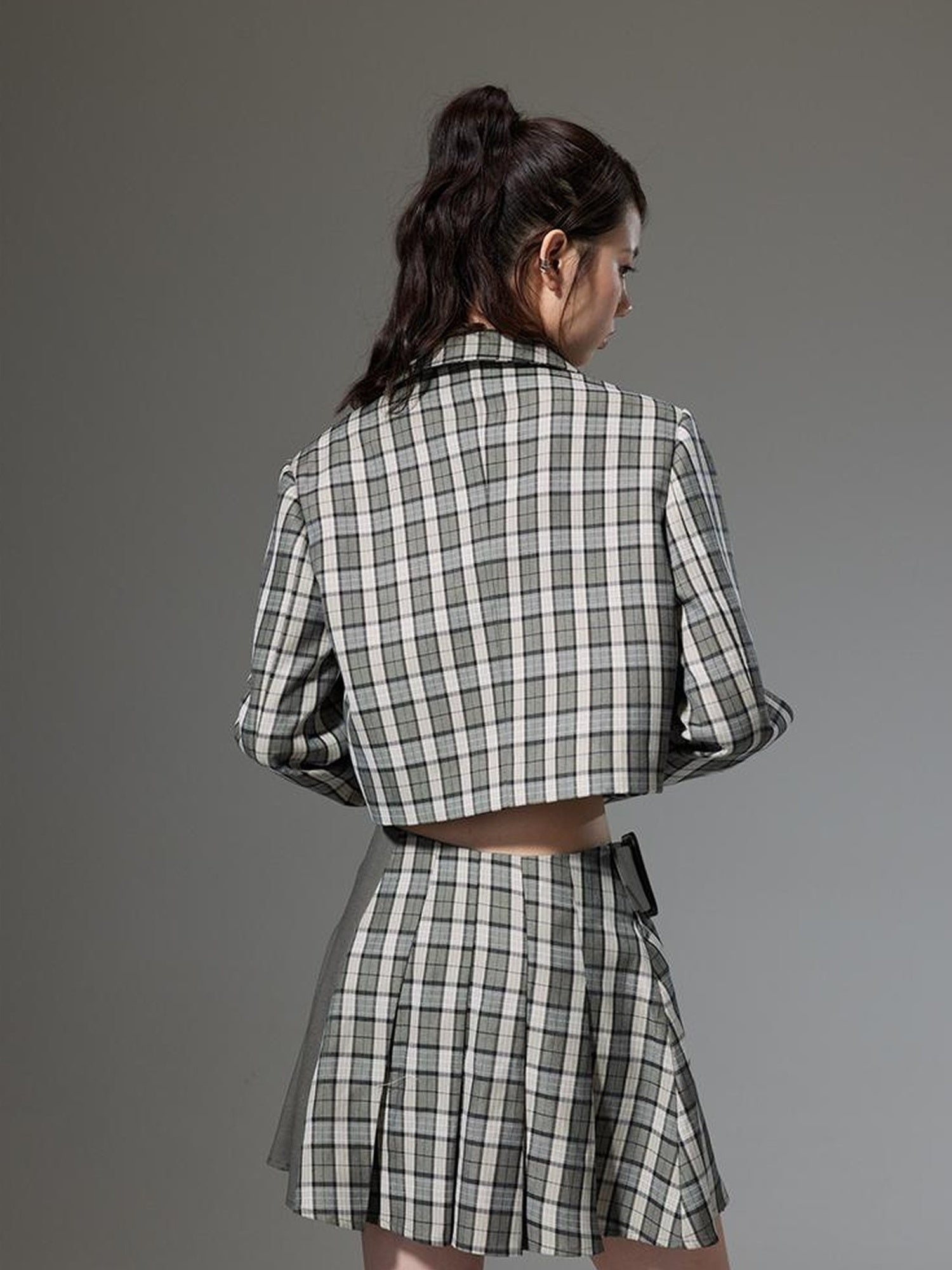 DIDDI MODA Vintage Plaid Schoolgirl Blazer Set