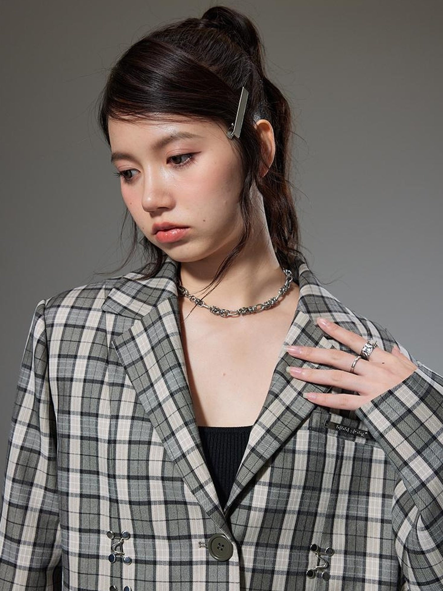 DIDDI MODA Vintage Plaid Schoolgirl Blazer Set