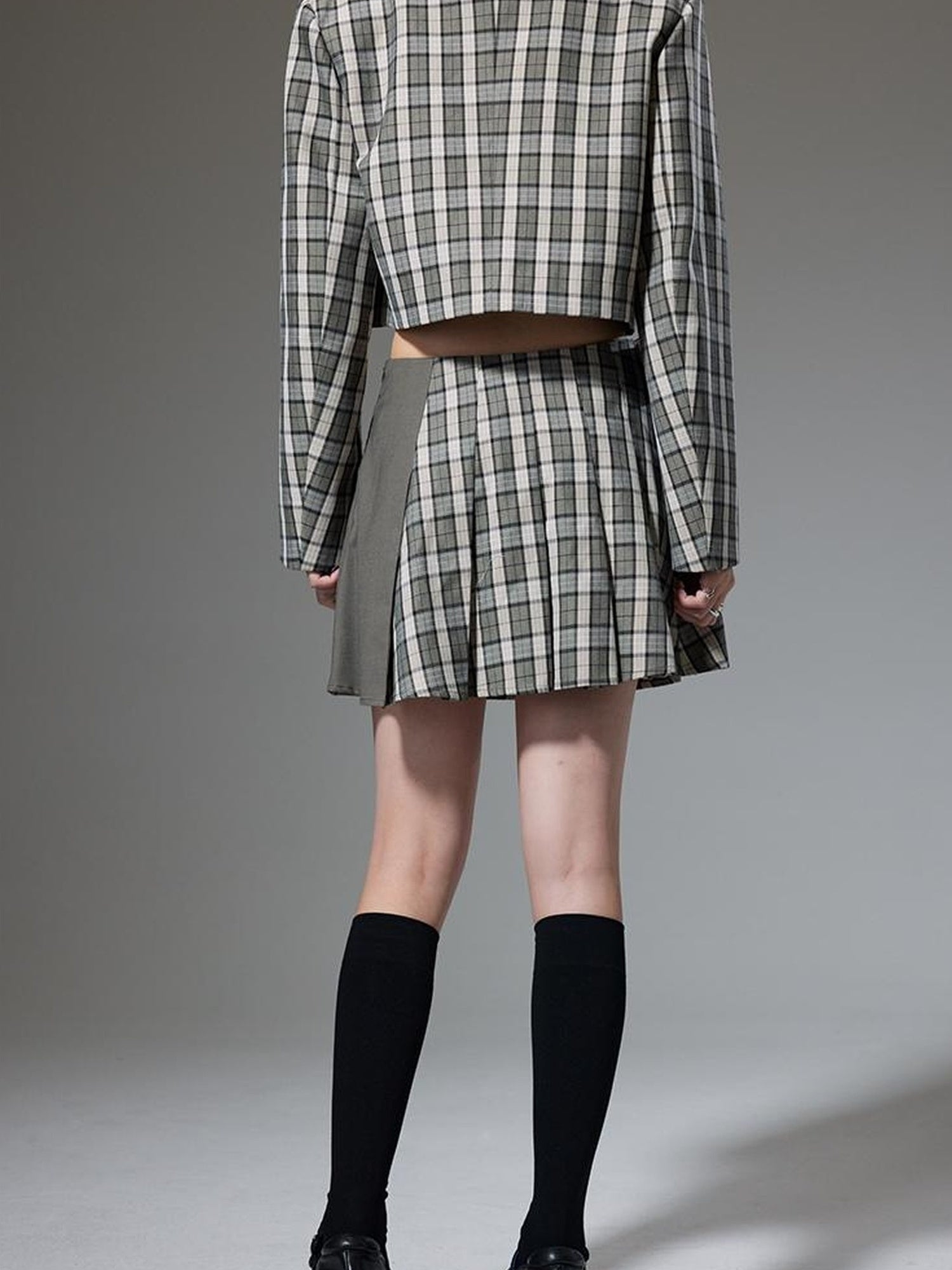 DIDDI MODA Vintage Plaid Schoolgirl Blazer Set
