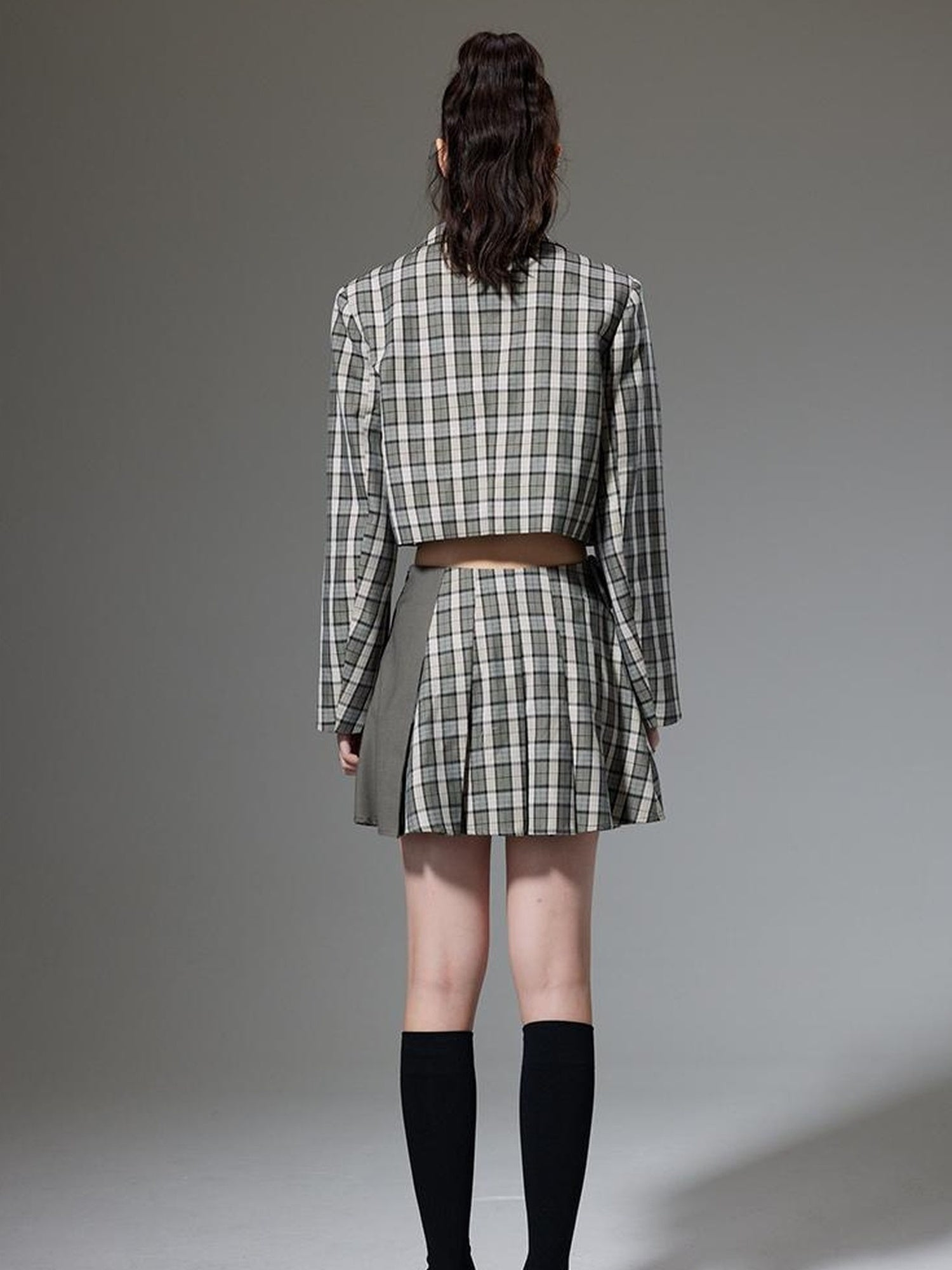 DIDDI MODA Vintage Plaid Schoolgirl Blazer Set