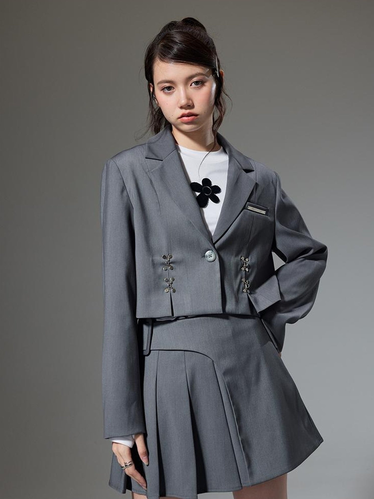 DIDDI MODA Vintage Plaid Schoolgirl Blazer Set