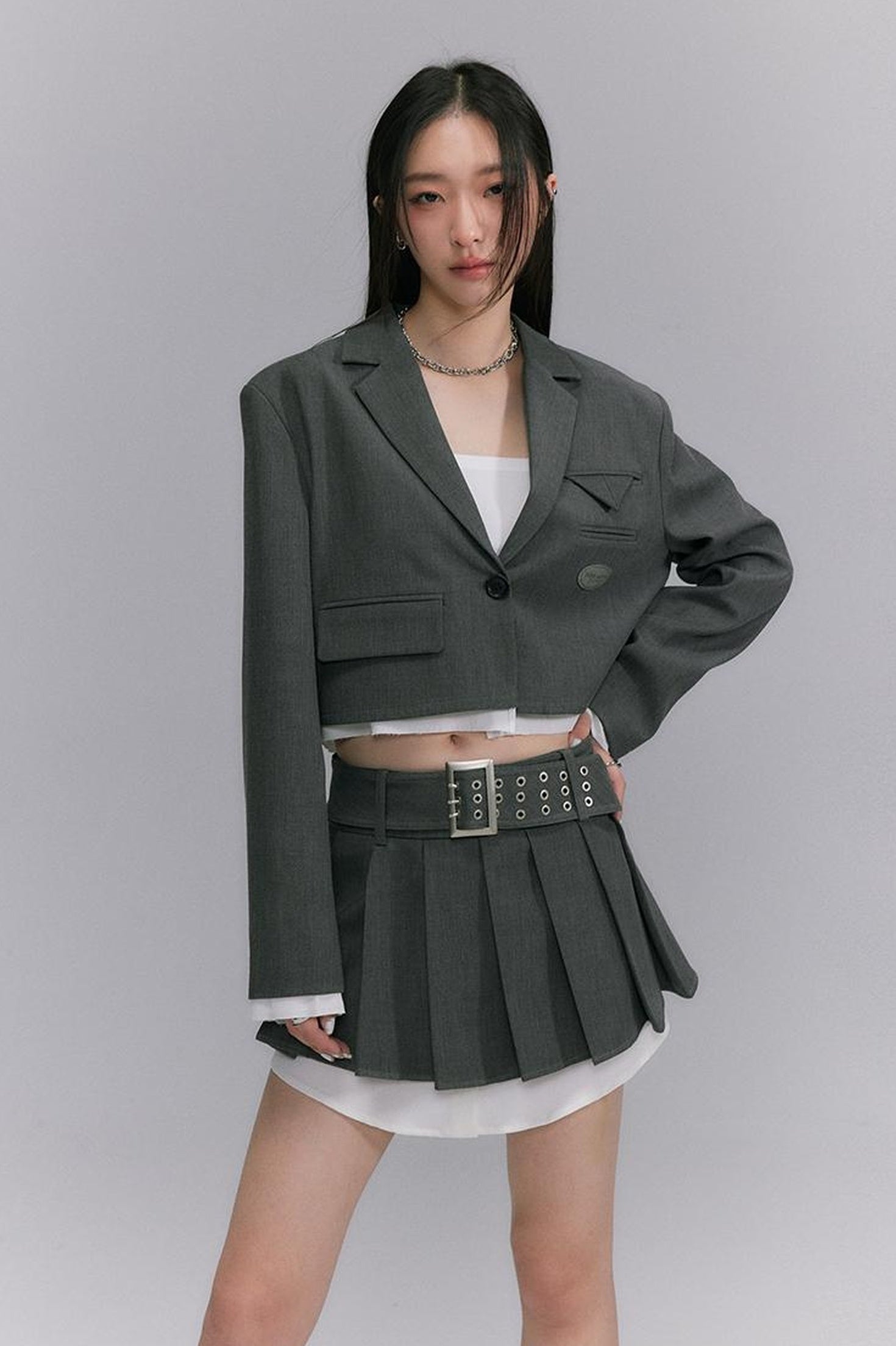 Vintage Pleated A Line Skirt With Shirt Hem