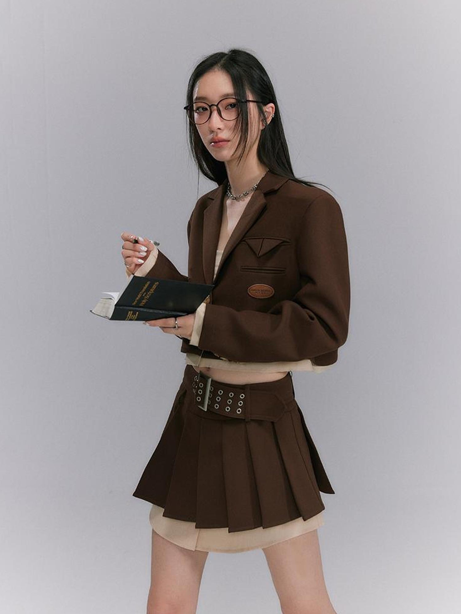 Vintage Pleated A Line Skirt With Shirt Hem