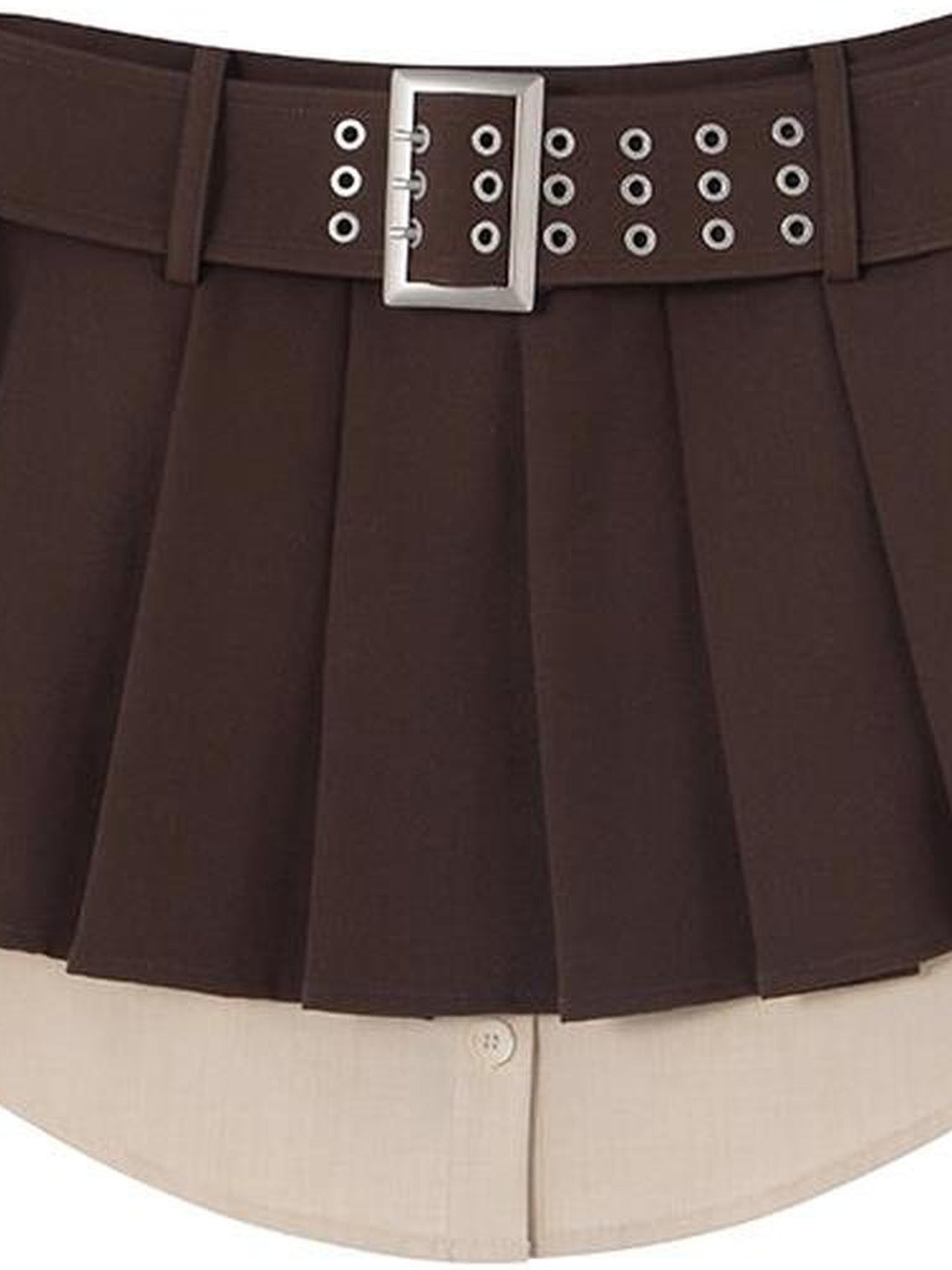 DIDDI MODA Vintage Pleated A Line Skirt With Shirt Hem