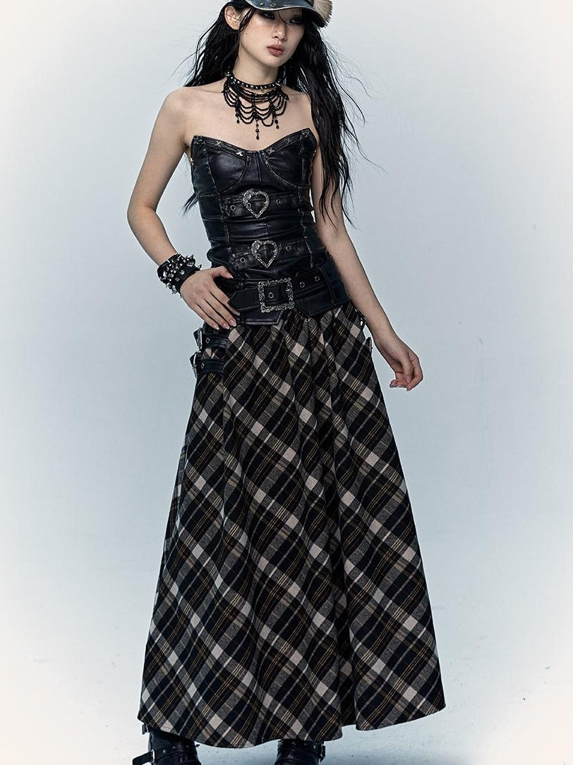 Vintage Punk Bustier Corset Top Leather Bralette