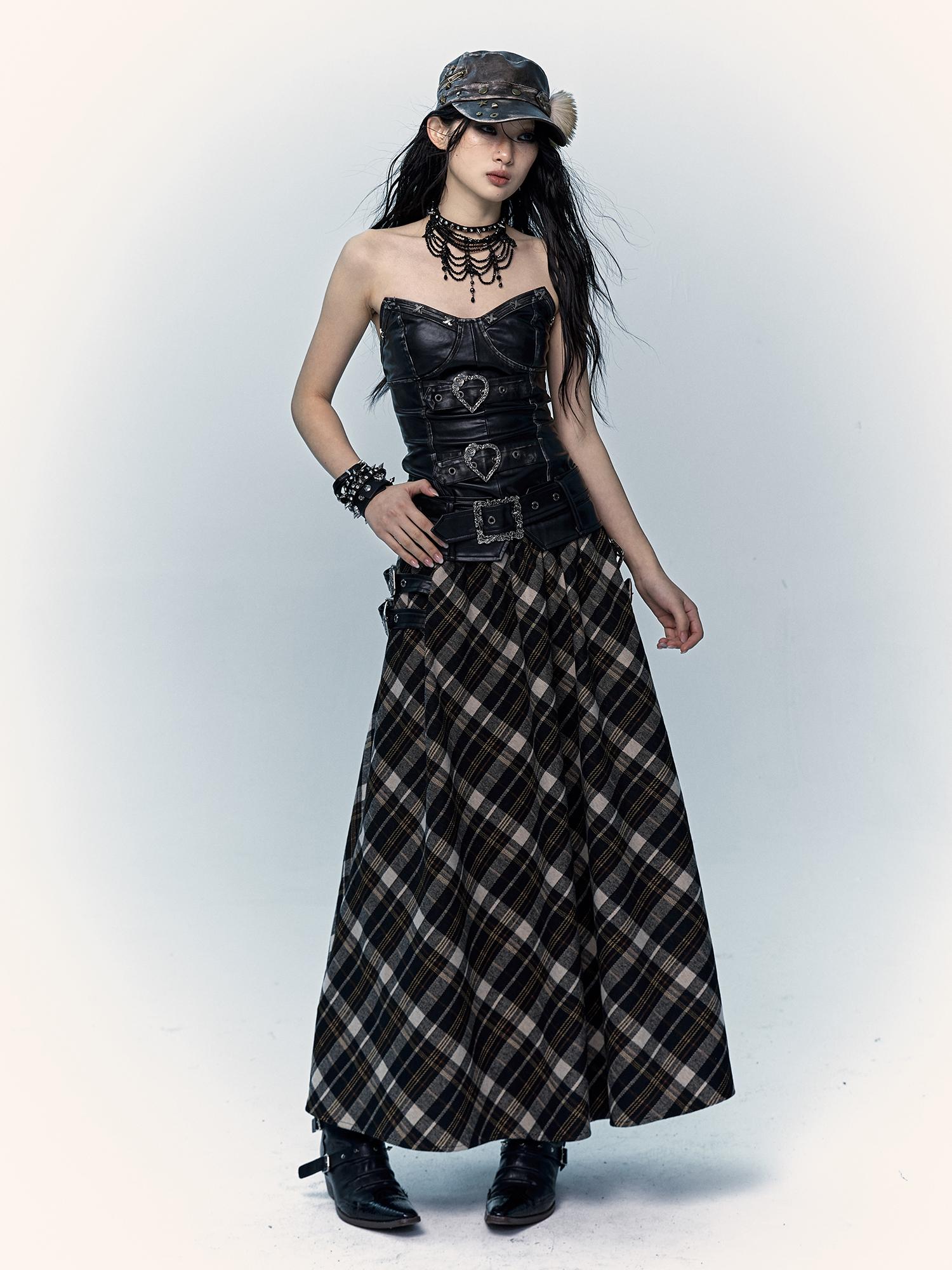Vintage Punk Bustier Corset Top Leather Bralette
