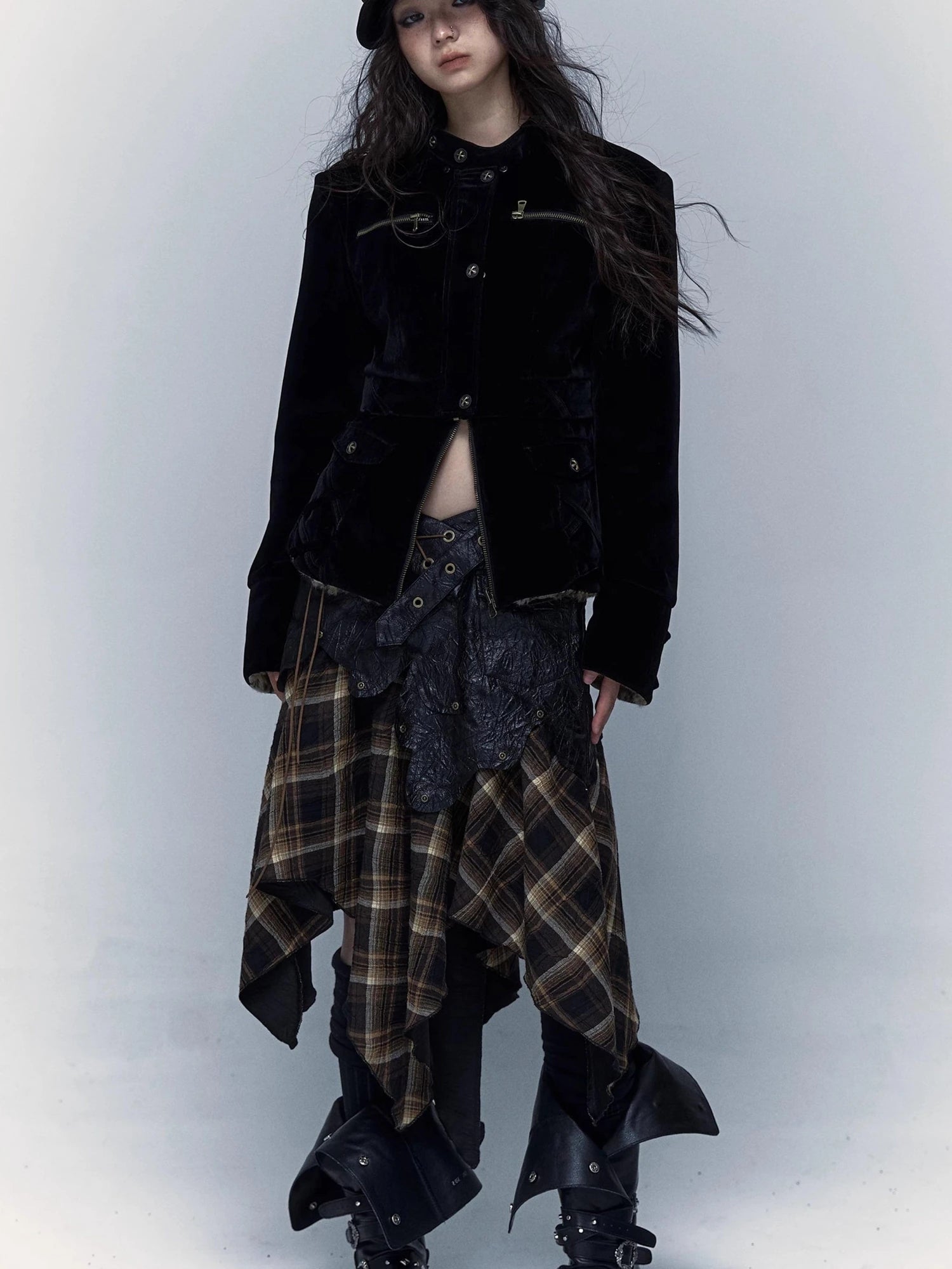 Vintage Punk Detachable Short Jacket With Leopard Fur Coat