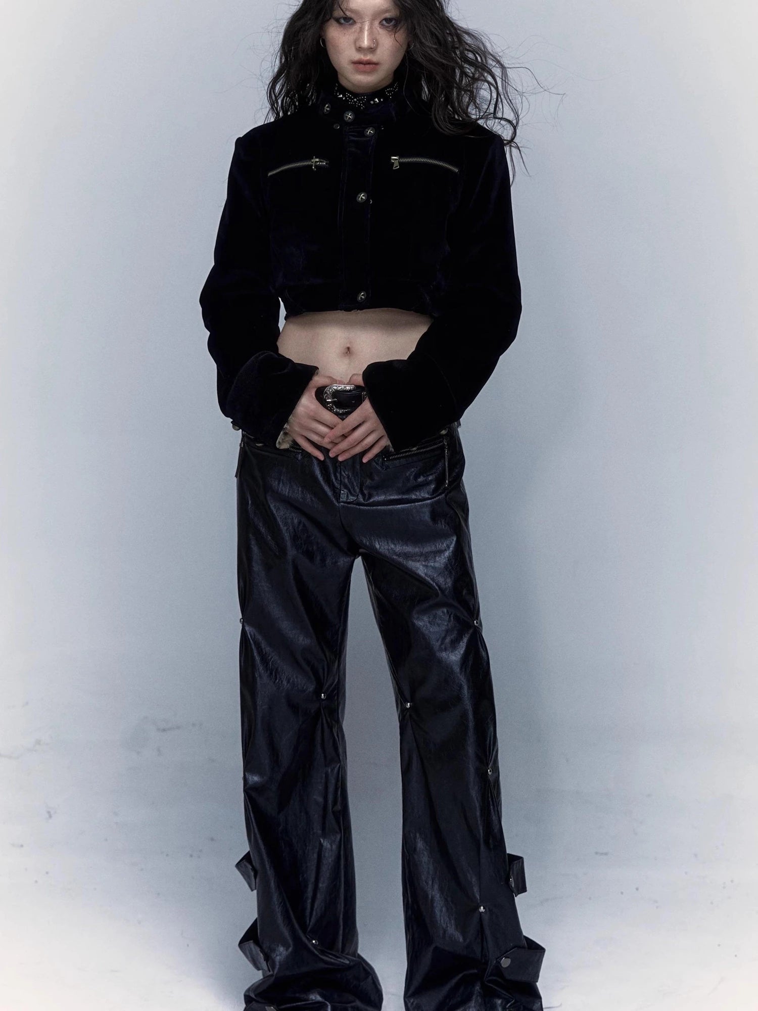 Vintage Punk Detachable Short Jacket With Leopard Fur Coat