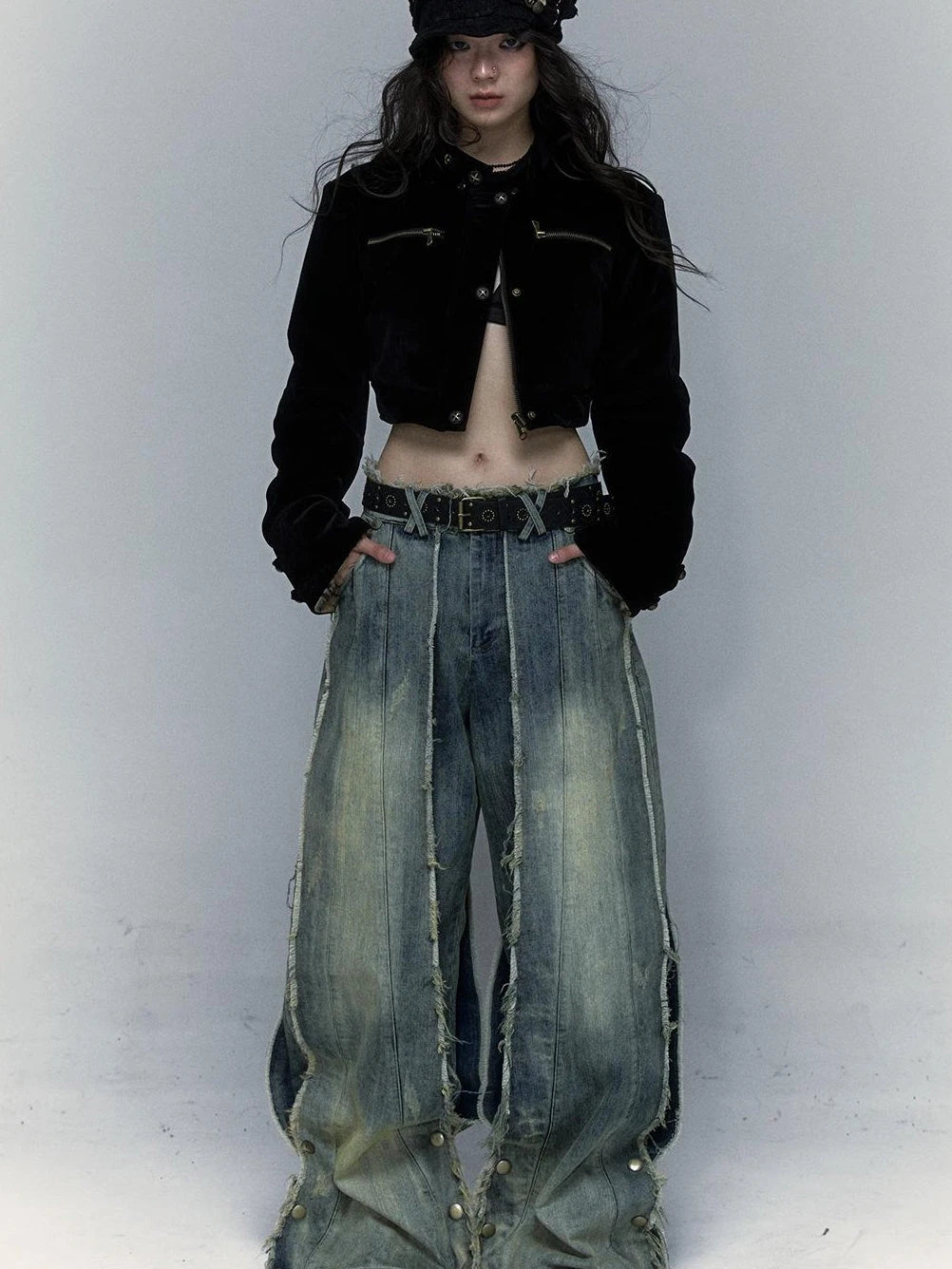 Vintage Punk Detachable Short Jacket With Leopard Fur Coat