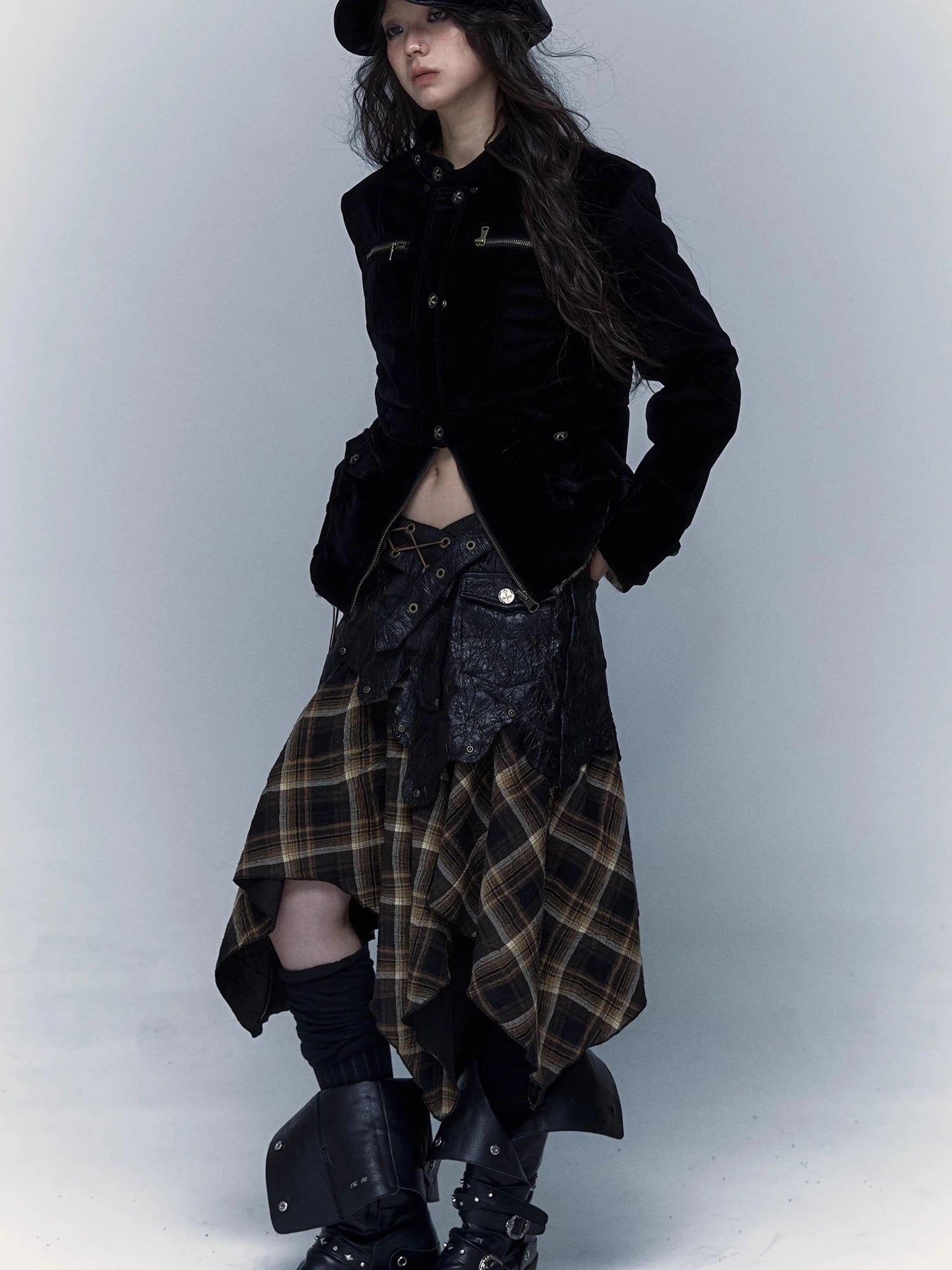 Vintage Punk Detachable Short Jacket With Leopard Fur Coat