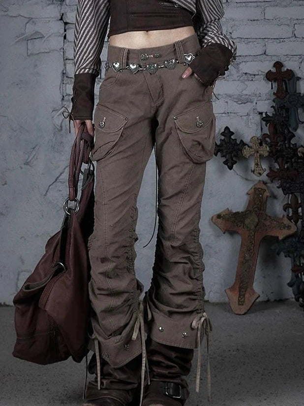 Vintage Punk Distressed Washed Cargo Jogger Pants