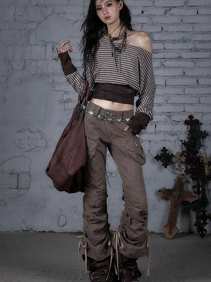 Vintage Punk Distressed Washed Cargo Jogger Pants