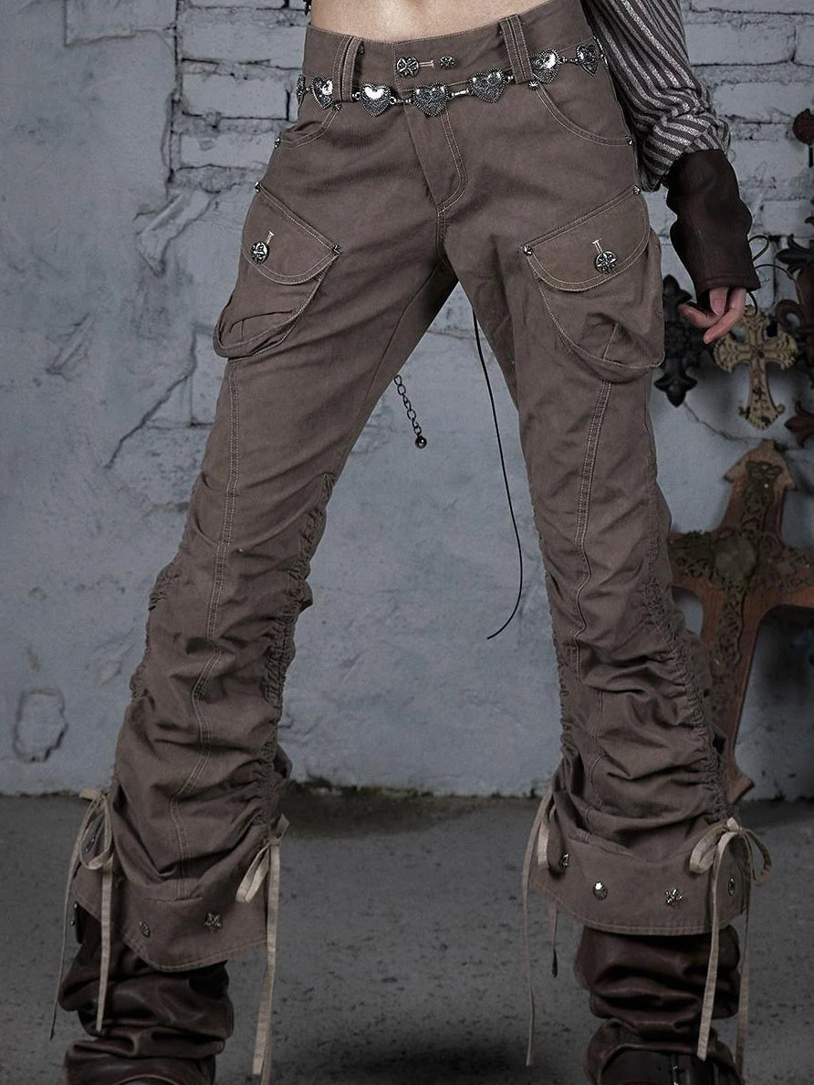 Vintage Punk Distressed Washed Cargo Jogger Pants