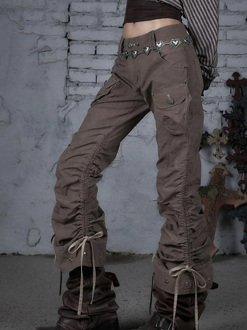 Vintage Punk Distressed Washed Cargo Jogger Pants