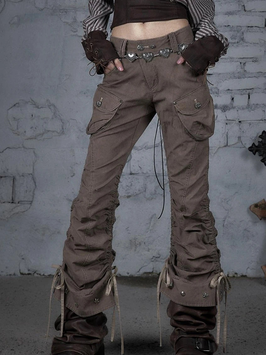 Vintage Punk Distressed Washed Cargo Jogger Pants