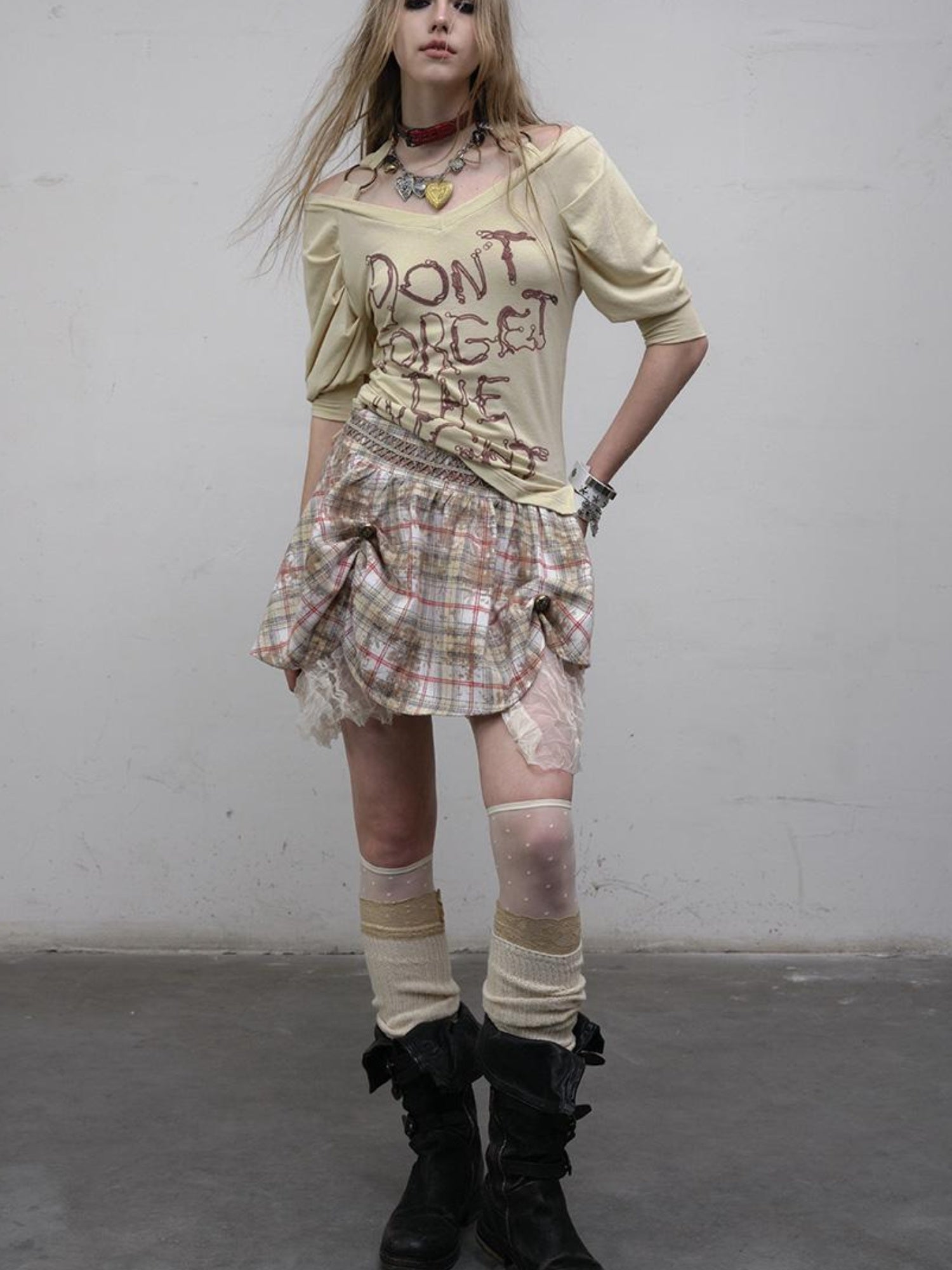 Vintage Punk Gothic Plaid Puffy Skirt