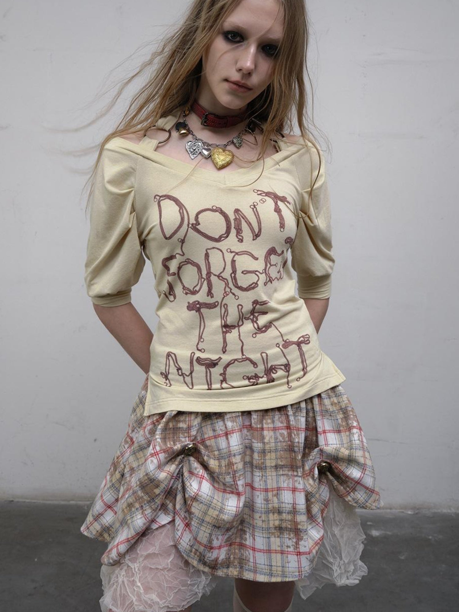 NO ROMANCE Vintage Punk Gothic Plaid Puffy Skirt