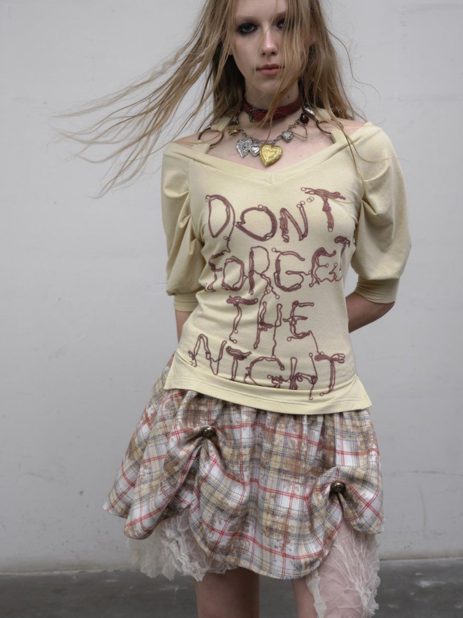 NO ROMANCE Vintage Punk Gothic Plaid Puffy Skirt